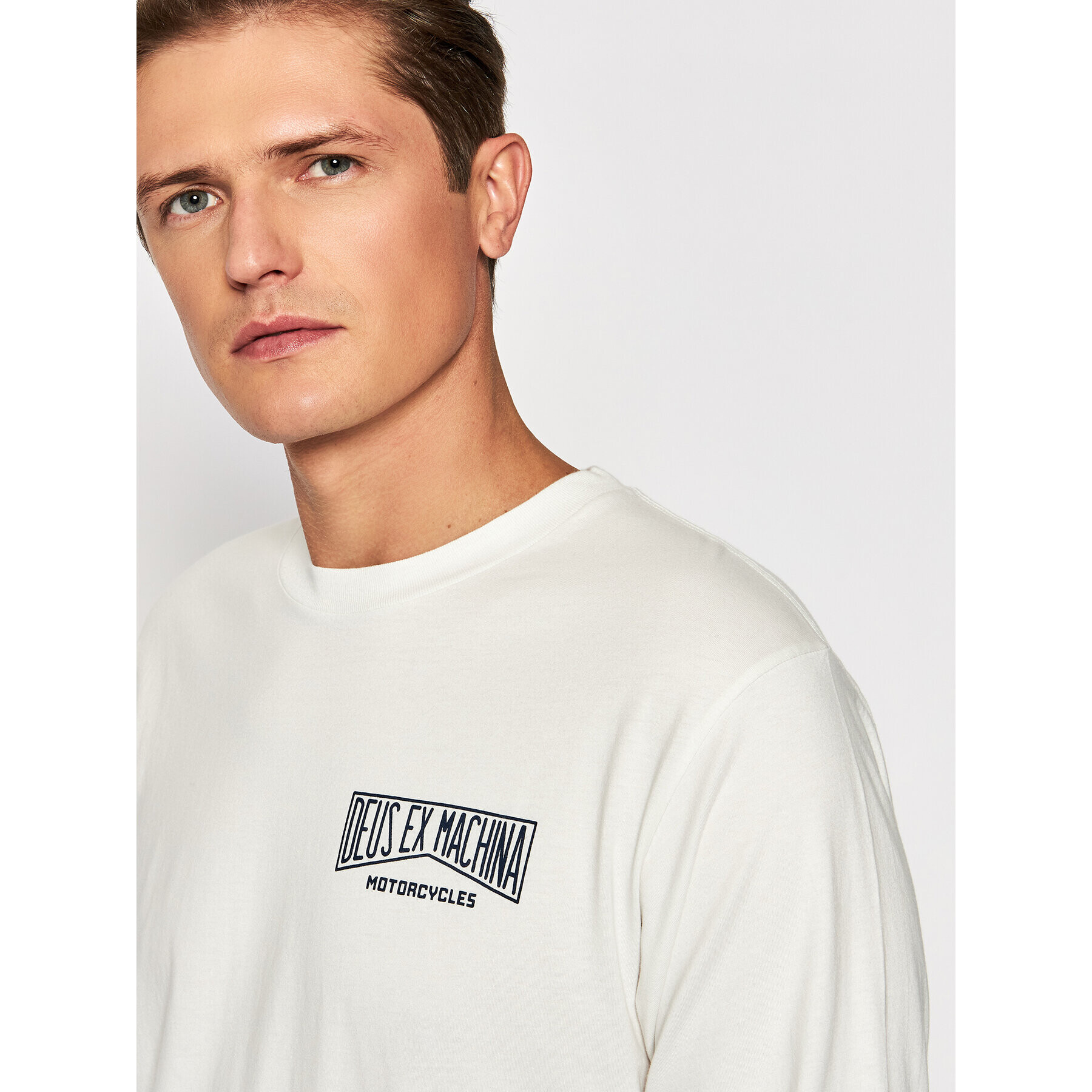 Deus Ex Machina Тениска с дълъг ръкав Leander Ls Tee DMF2011324B Бял Regular Fit - Pepit.bg