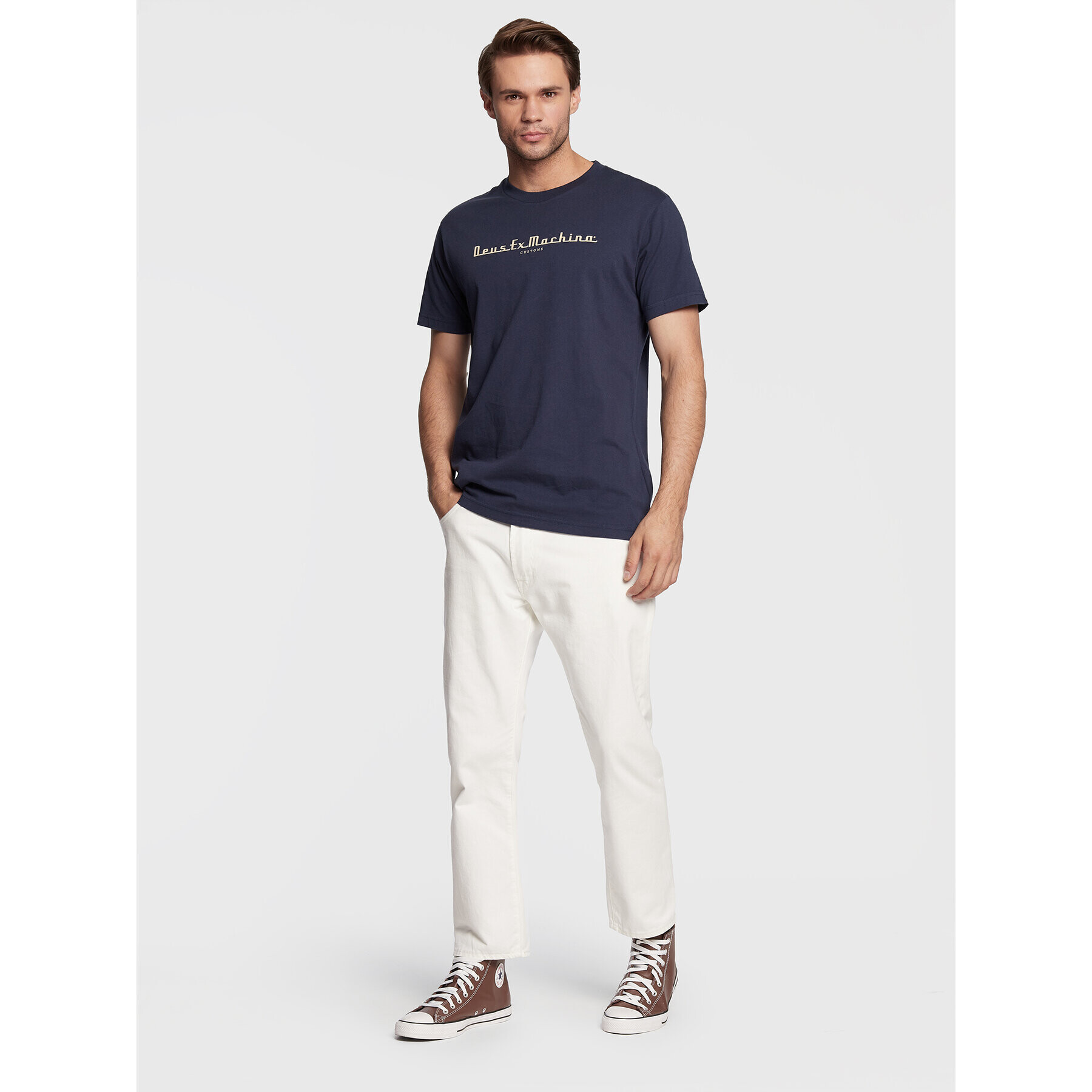 Deus Ex Machina Тишърт Delorean DMF221380C Тъмносин Regular Fit - Pepit.bg