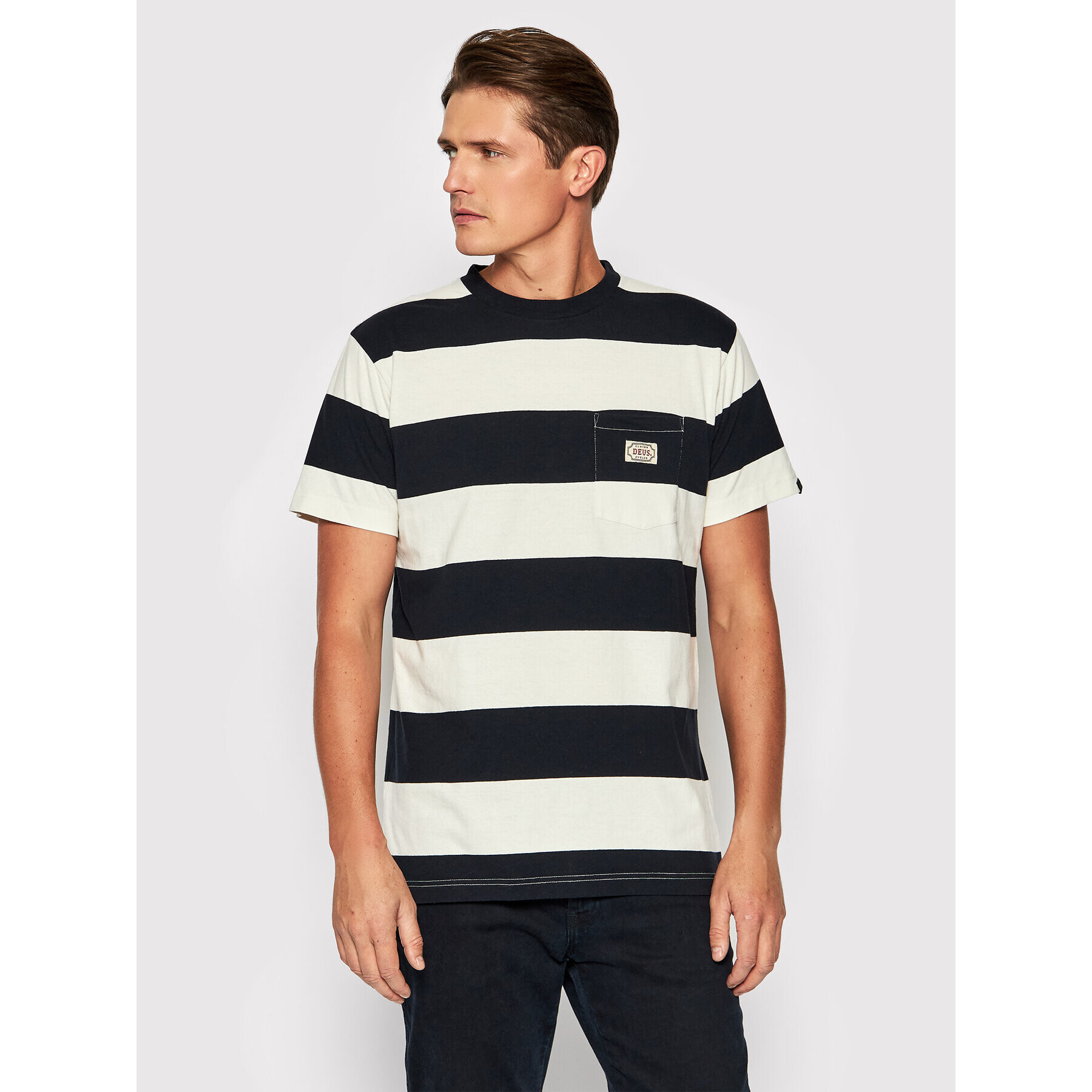 Deus Ex Machina Тишърт Jahral Stripe Tee DMP2011199 Черен Regular Fit - Pepit.bg