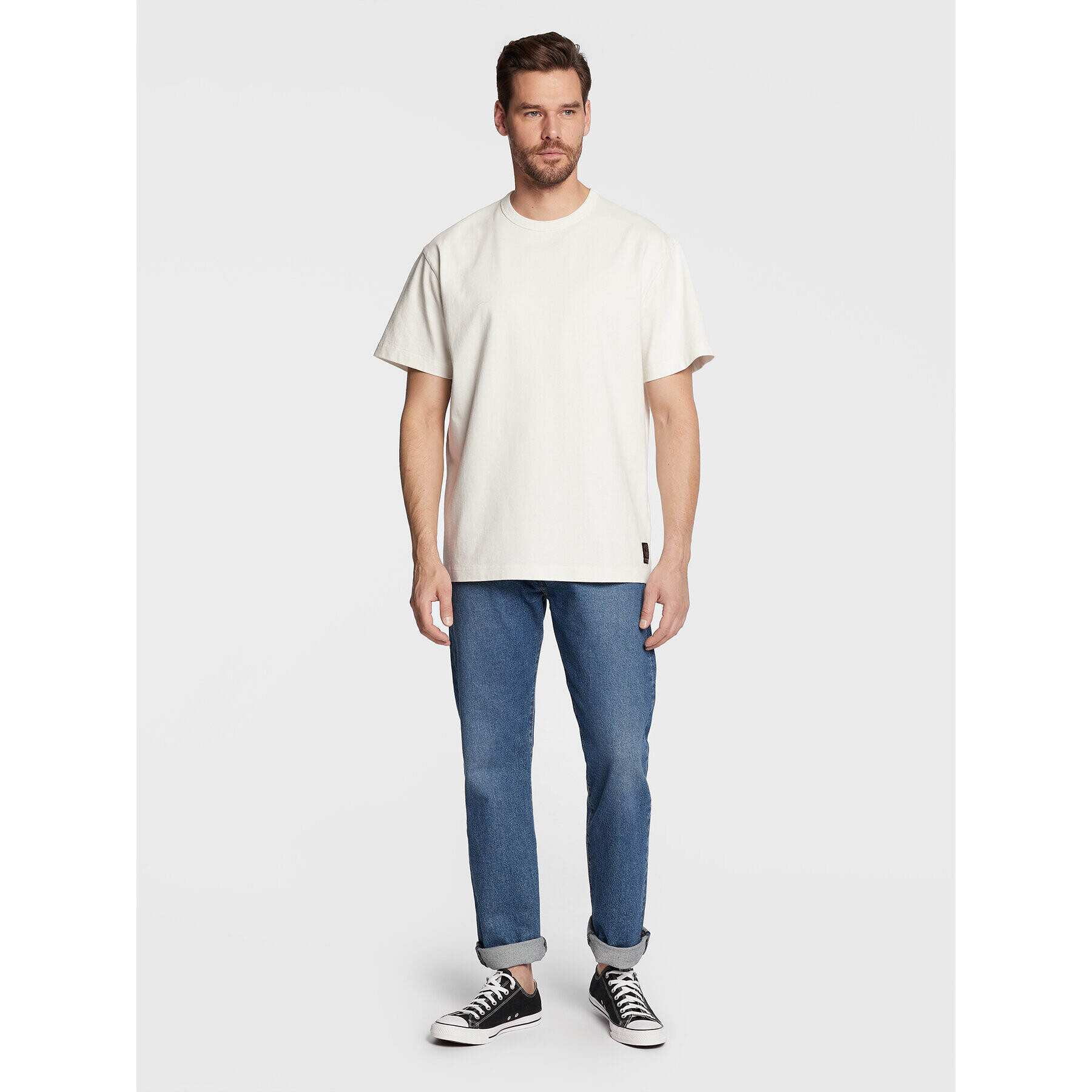 Deus Ex Machina Тишърт Plain Naval DMF221359 Бял Boxy Fit - Pepit.bg