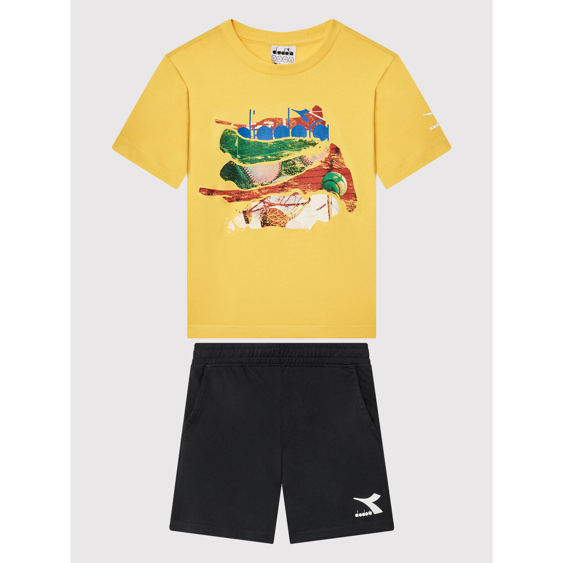 Diadora Комплект тишърт и спортни шорти Playground 102.178252 Жълт Regular Fit - Pepit.bg