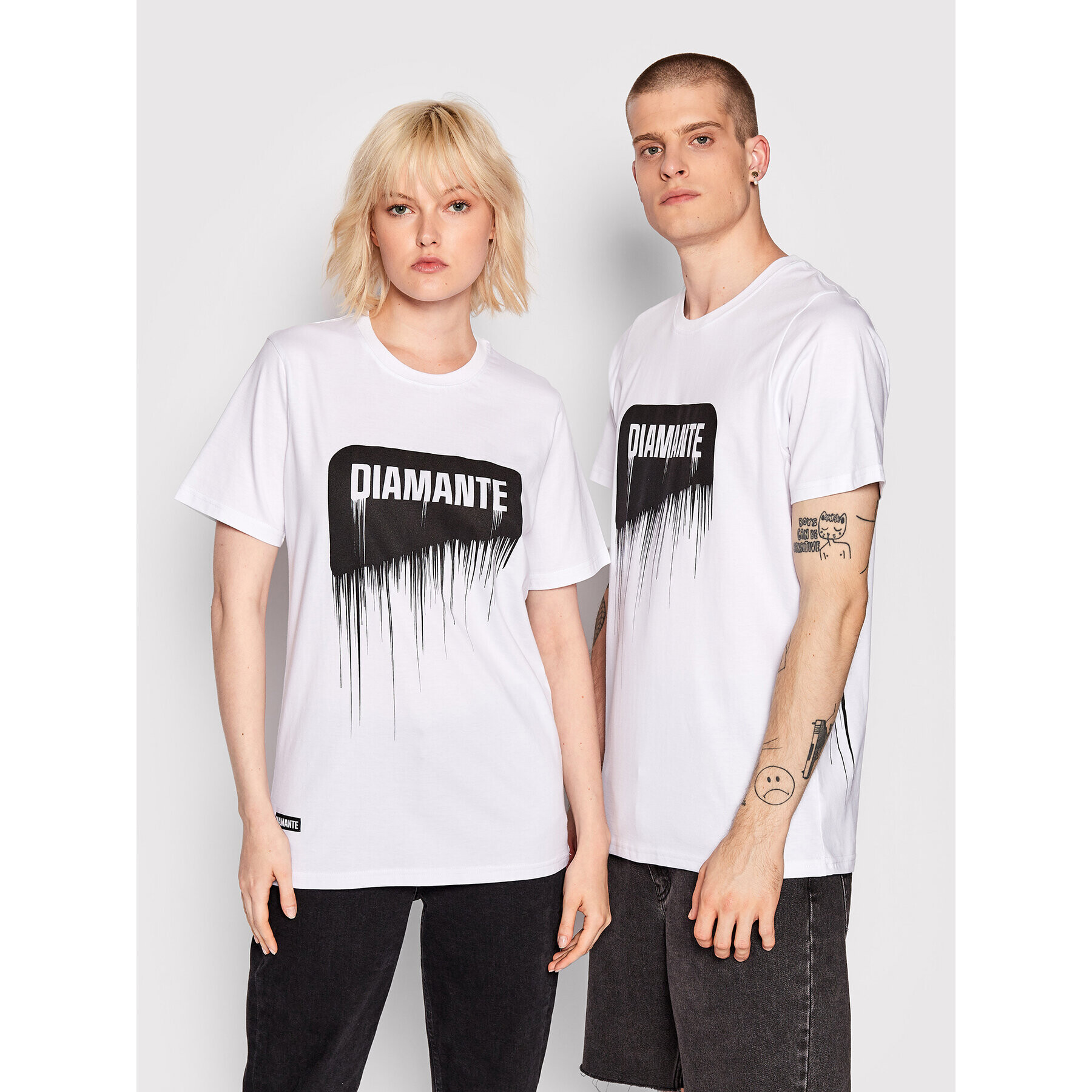 Diamante Wear Тишърт Unisex Spray Бял Regular Fit - Pepit.bg