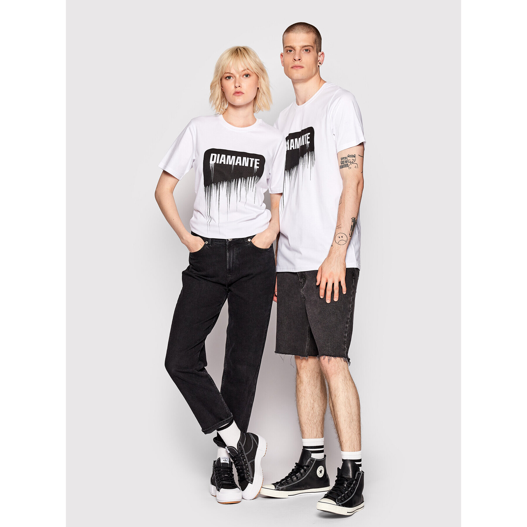 Diamante Wear Тишърт Unisex Spray Бял Regular Fit - Pepit.bg