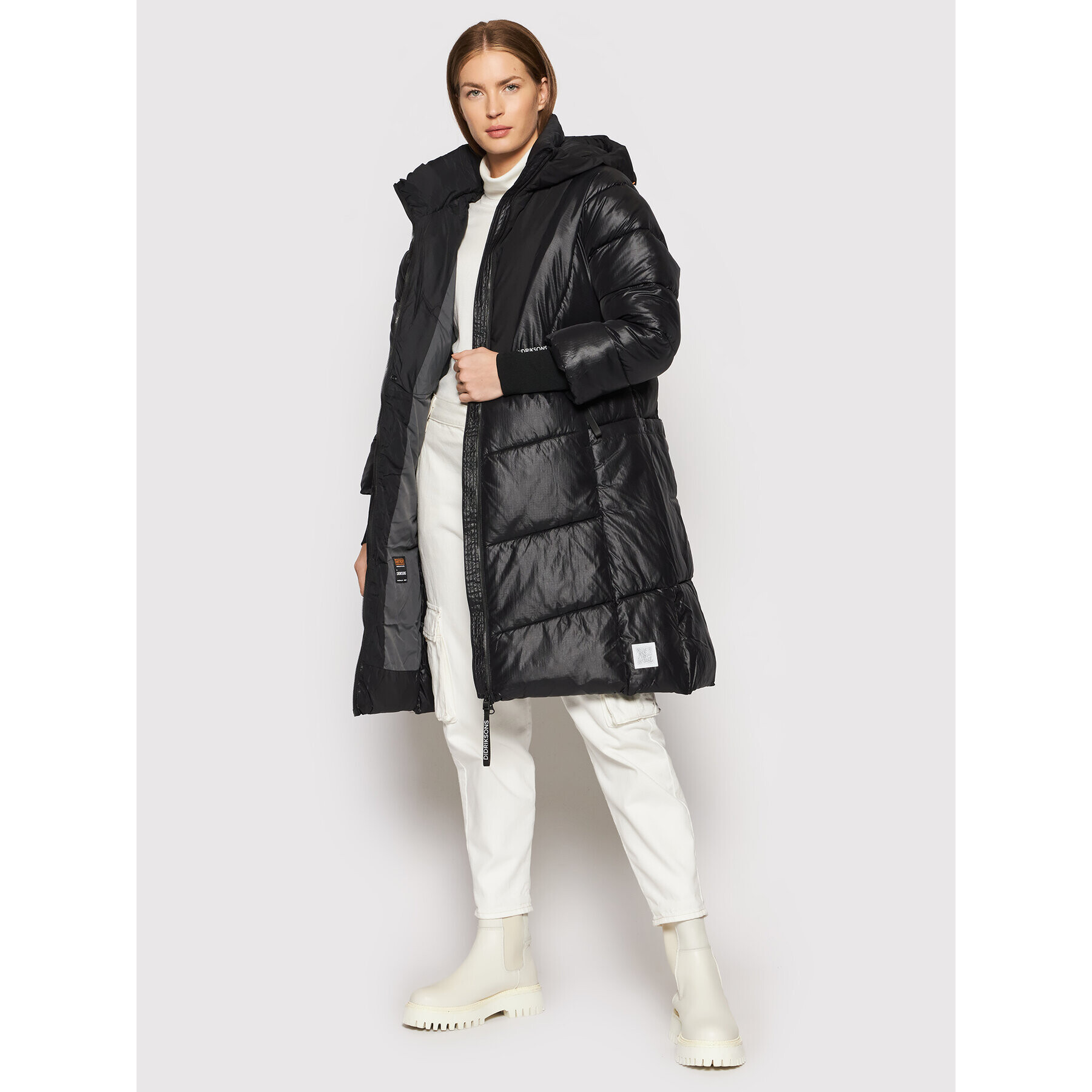 Didriksons Пухено яке Andrea 503880 Черен Relaxed Fit - Pepit.bg