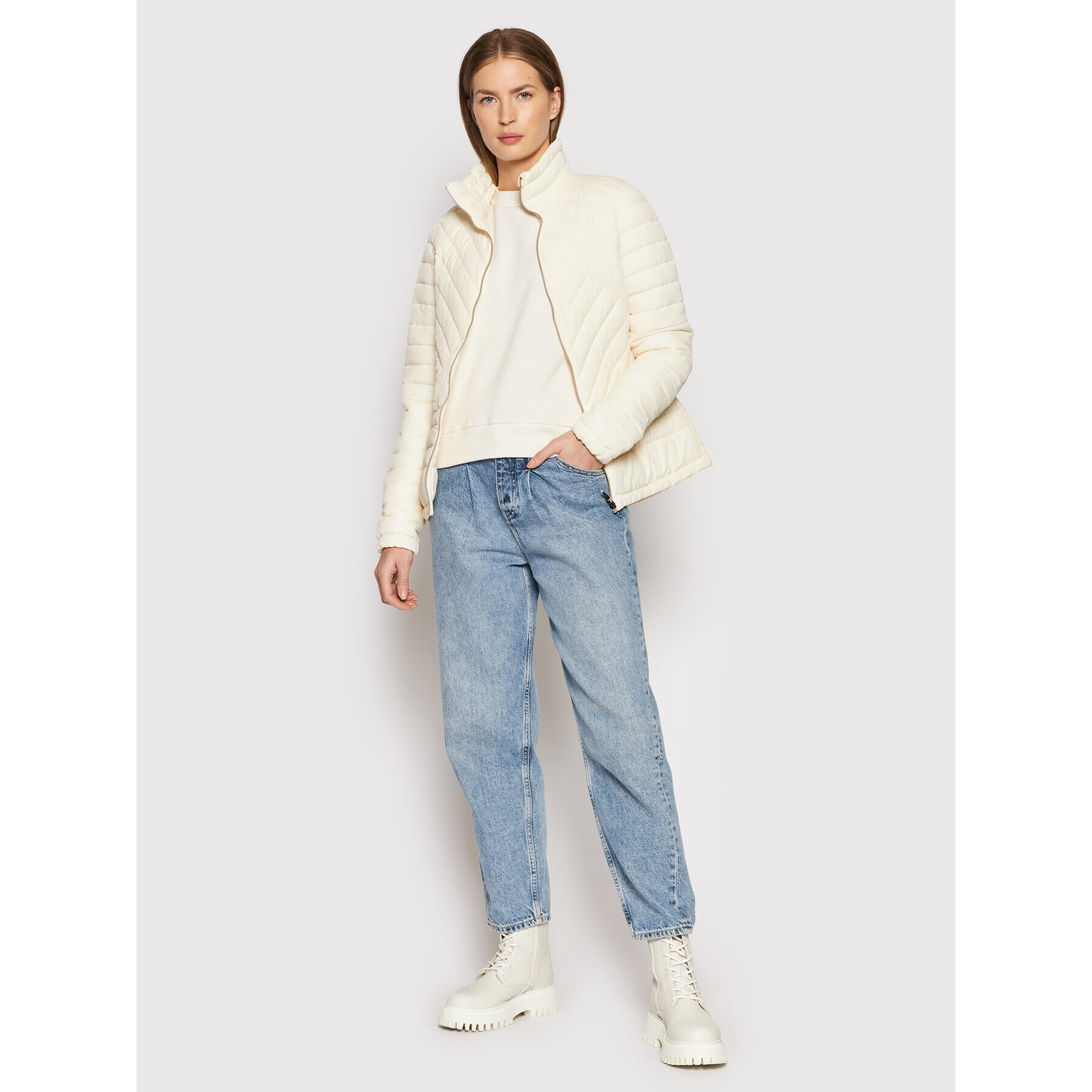 Didriksons Пухено яке Enja 503886 Екрю Slim Fit - Pepit.bg