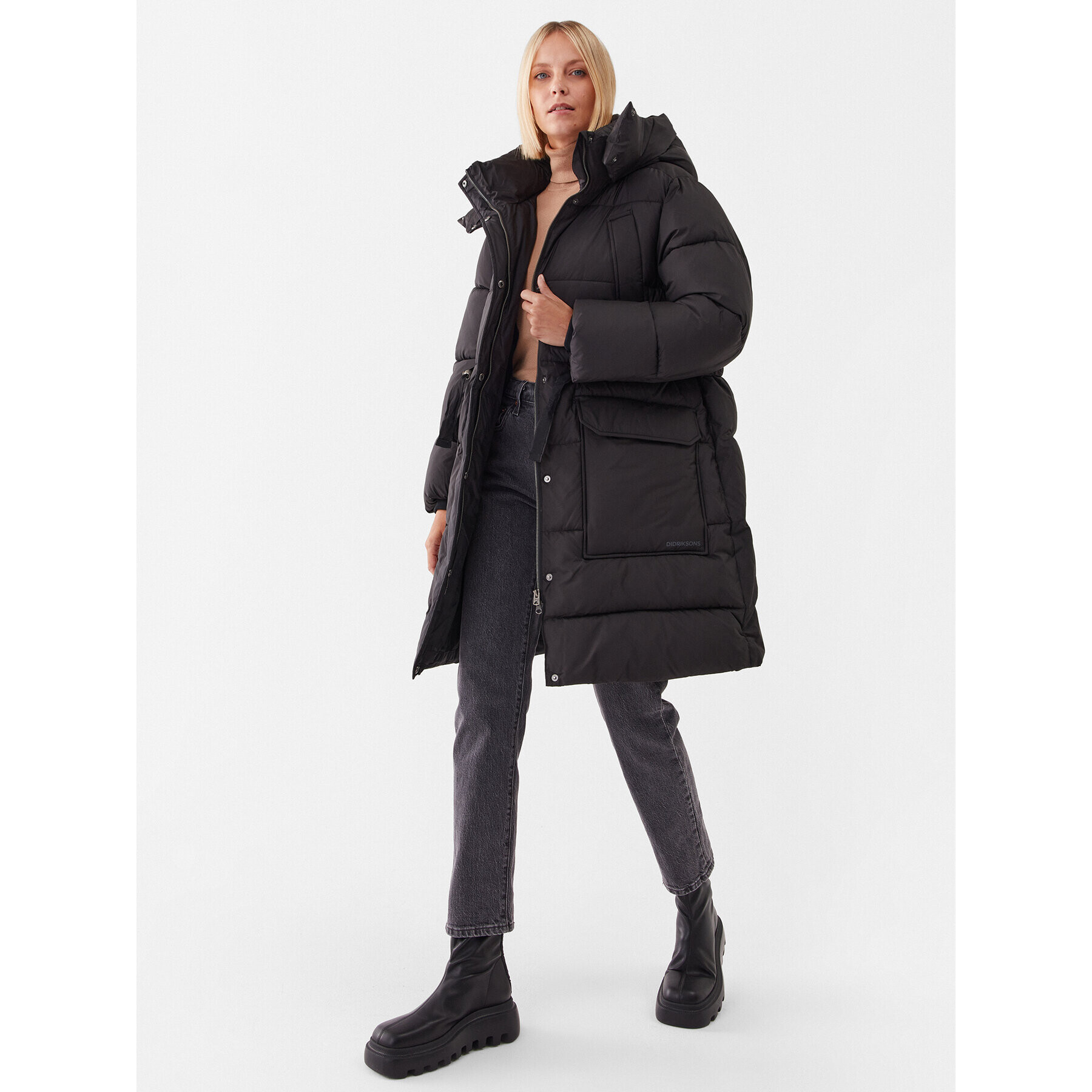 Didriksons Пухено яке Rind 504276 Черен Oversize - Pepit.bg