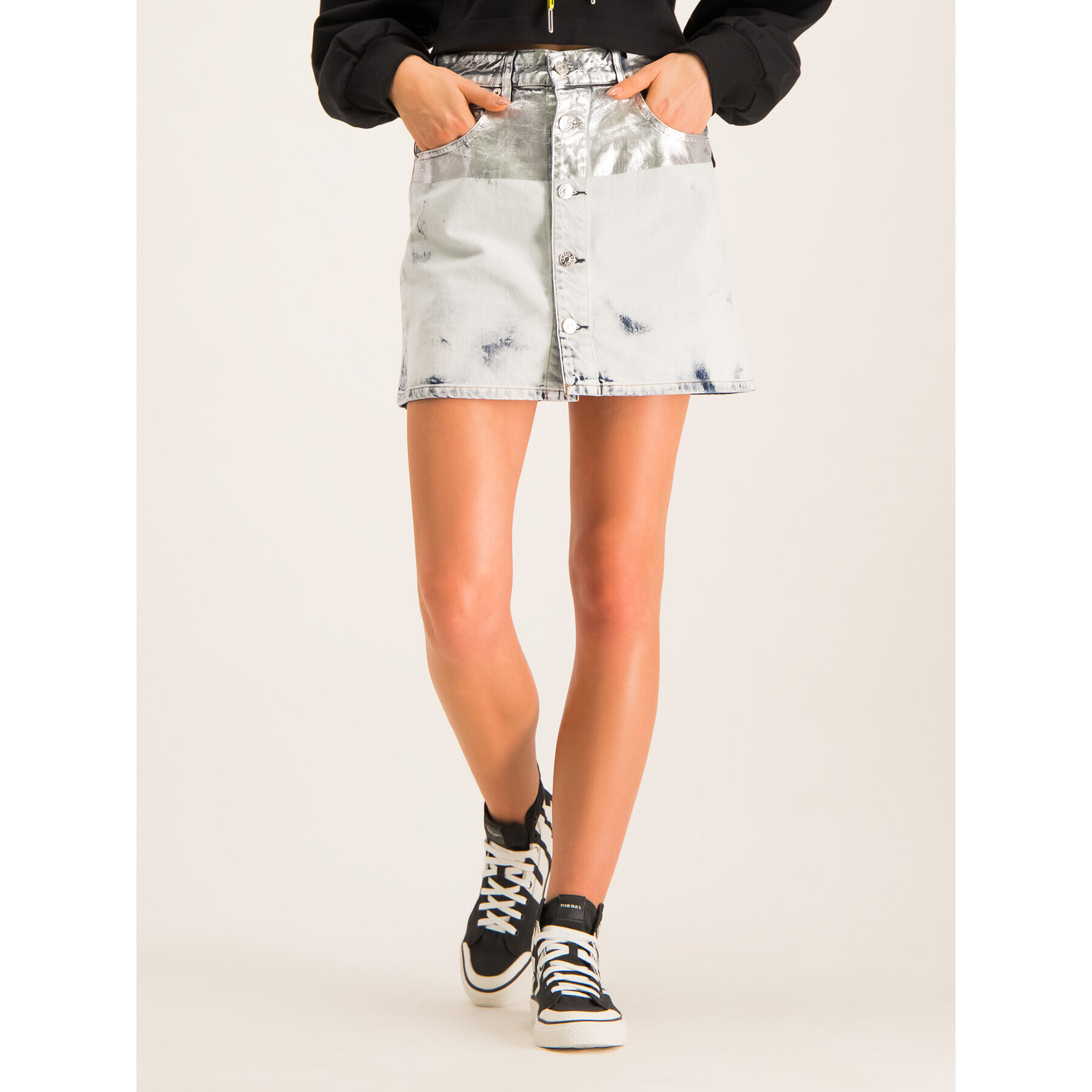 Diesel Дънкова пола 00SUID 0890Q Сив Slim Fit - Pepit.bg