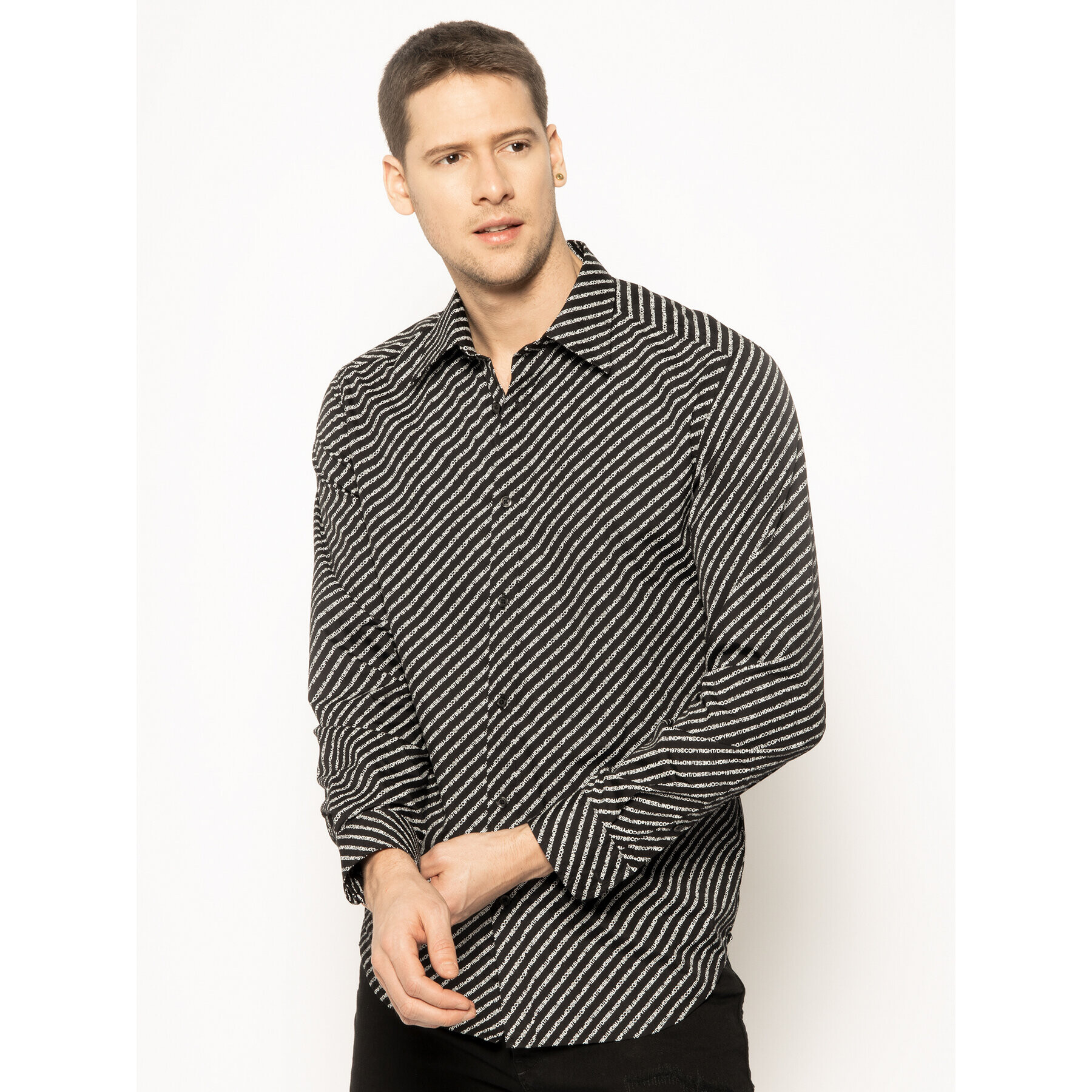 Diesel Риза Penn Copy Shirt 00S96F 0PAYJ Черен Regular Fit - Pepit.bg