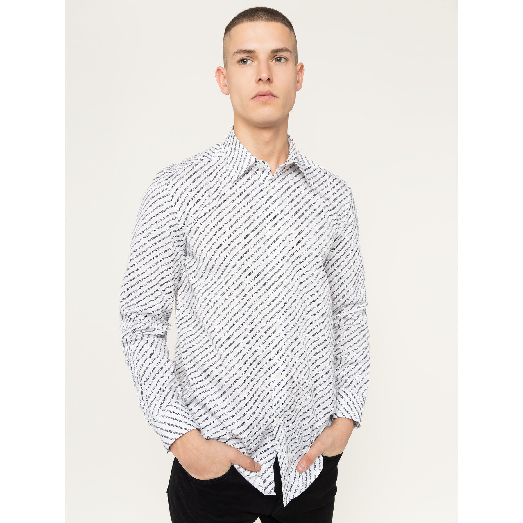Diesel Риза S-Pen-Copy 00S96F 0PAYJ Бял Regular Fit - Pepit.bg