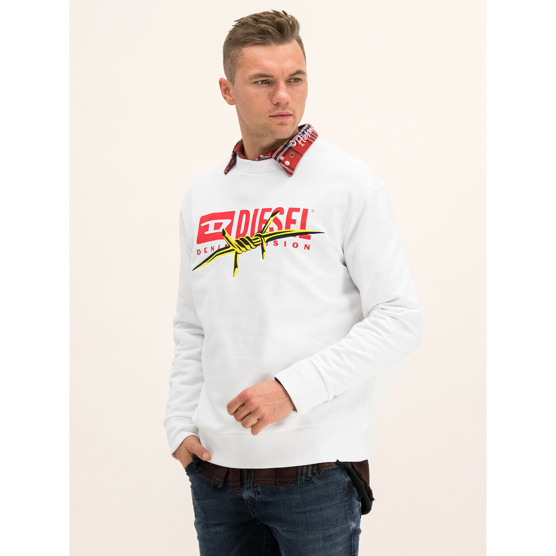 Diesel Суитшърт Felpa 00S030 0EAXH Бял Regular Fit - Pepit.bg