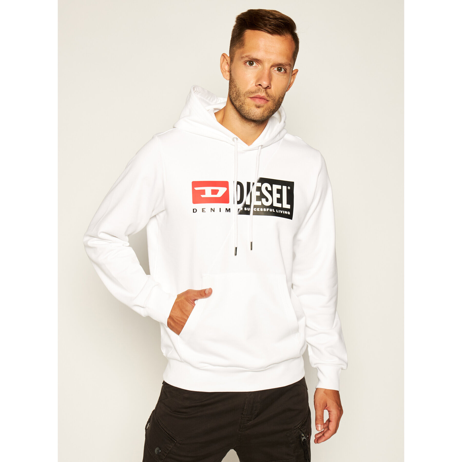 Diesel Суитшърт S-Girk-Hood-Cuty A00339 0IAJH Бял Regular Fit - Pepit.bg