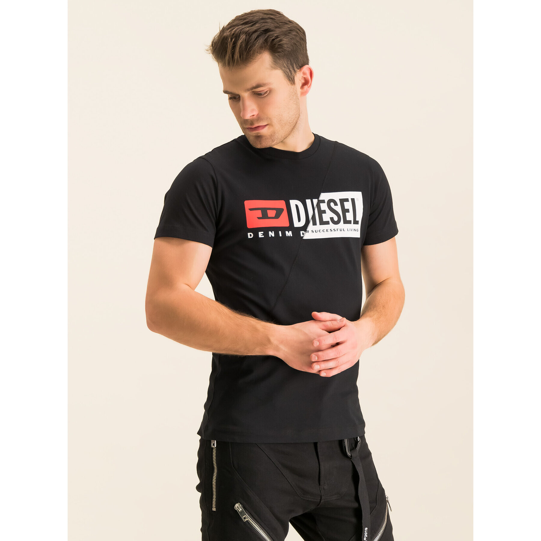 Diesel Тишърт Diego Cuty 00SDP1 0091A Черен Regular Fit - Pepit.bg