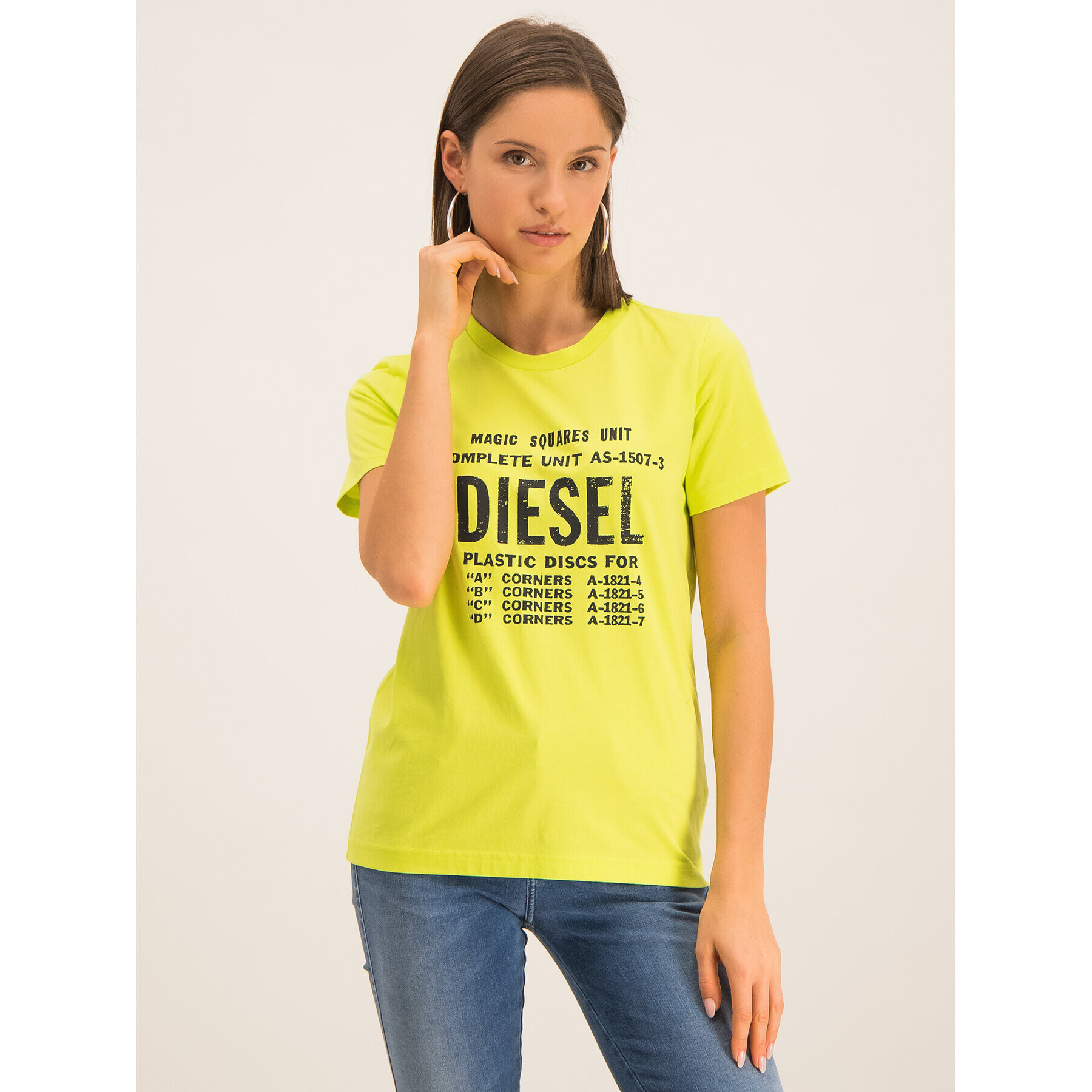 Diesel Тишърт T-Sily-ZF 00SYVT Жълт Regular Fit - Pepit.bg