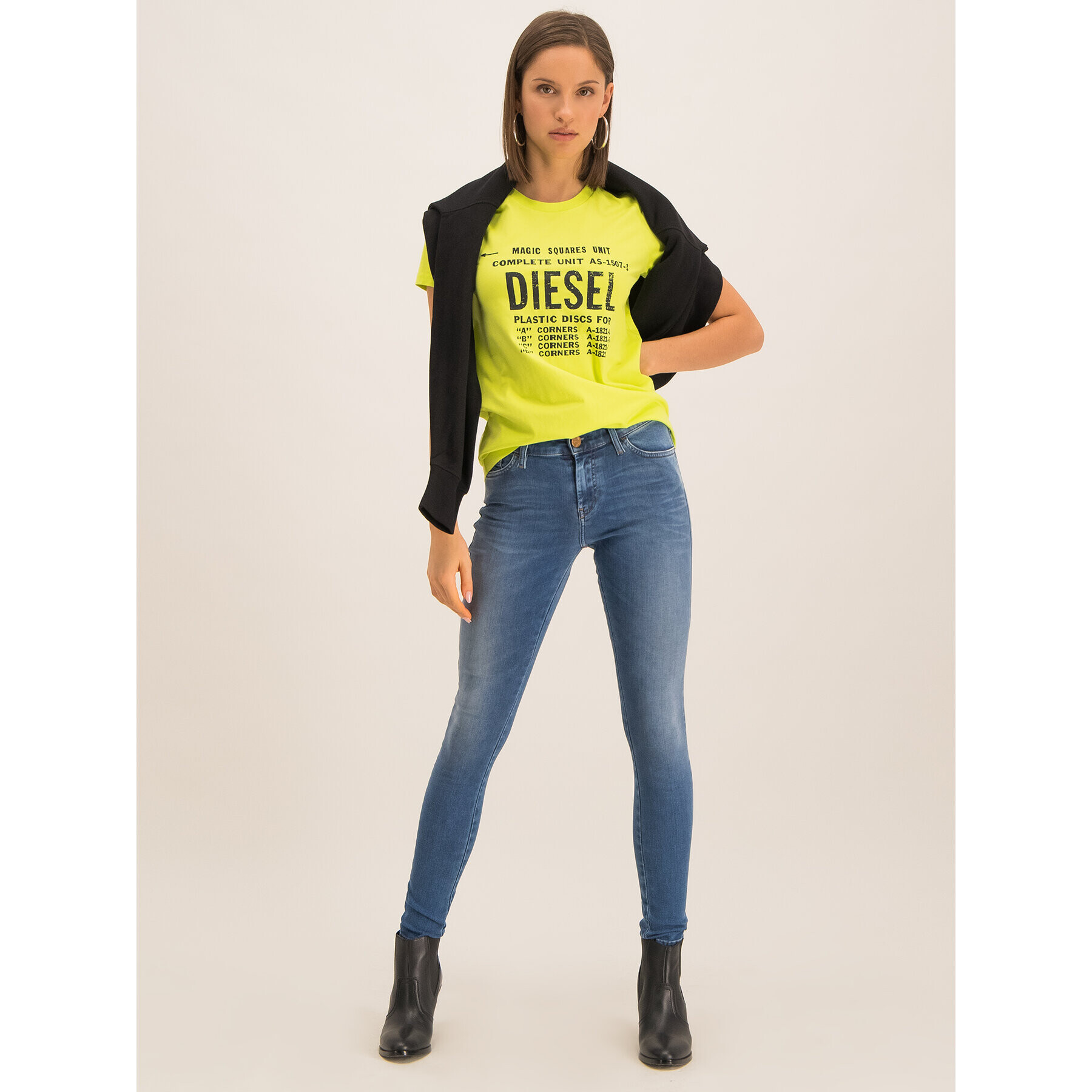 Diesel Тишърт T-Sily-ZF 00SYVT Жълт Regular Fit - Pepit.bg