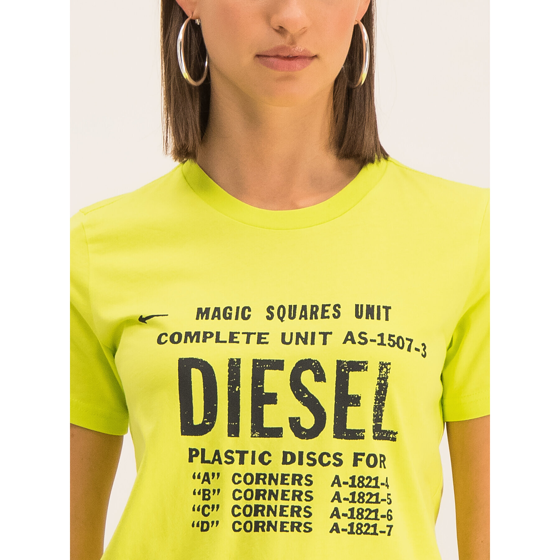 Diesel Тишърт T-Sily-ZF 00SYVT Жълт Regular Fit - Pepit.bg