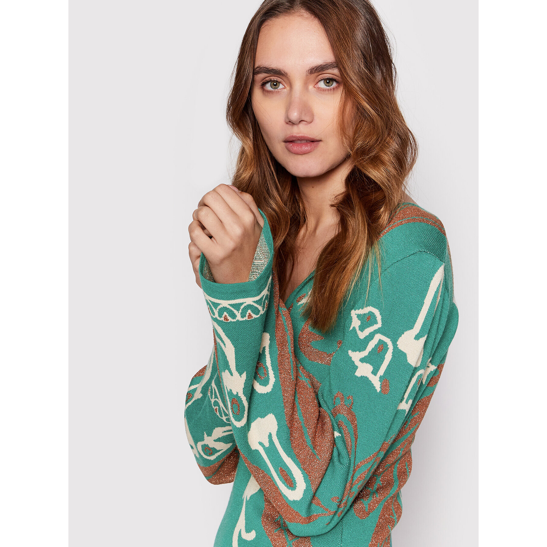 Dixie Плетена рокля A768T044 Зелен Regular Fit - Pepit.bg