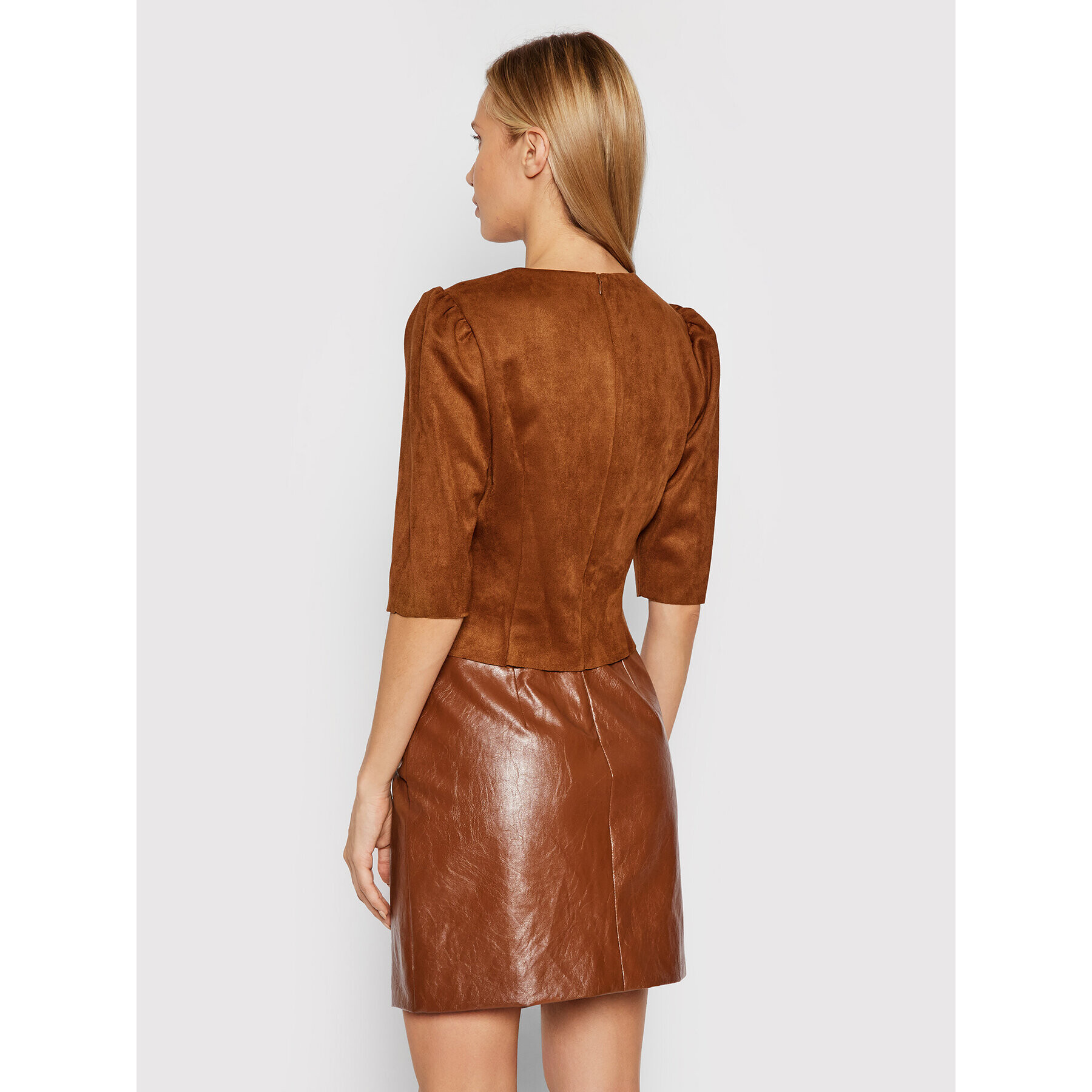 DKNY Блуза P1HA7I75 Кафяв Slim Fit - Pepit.bg