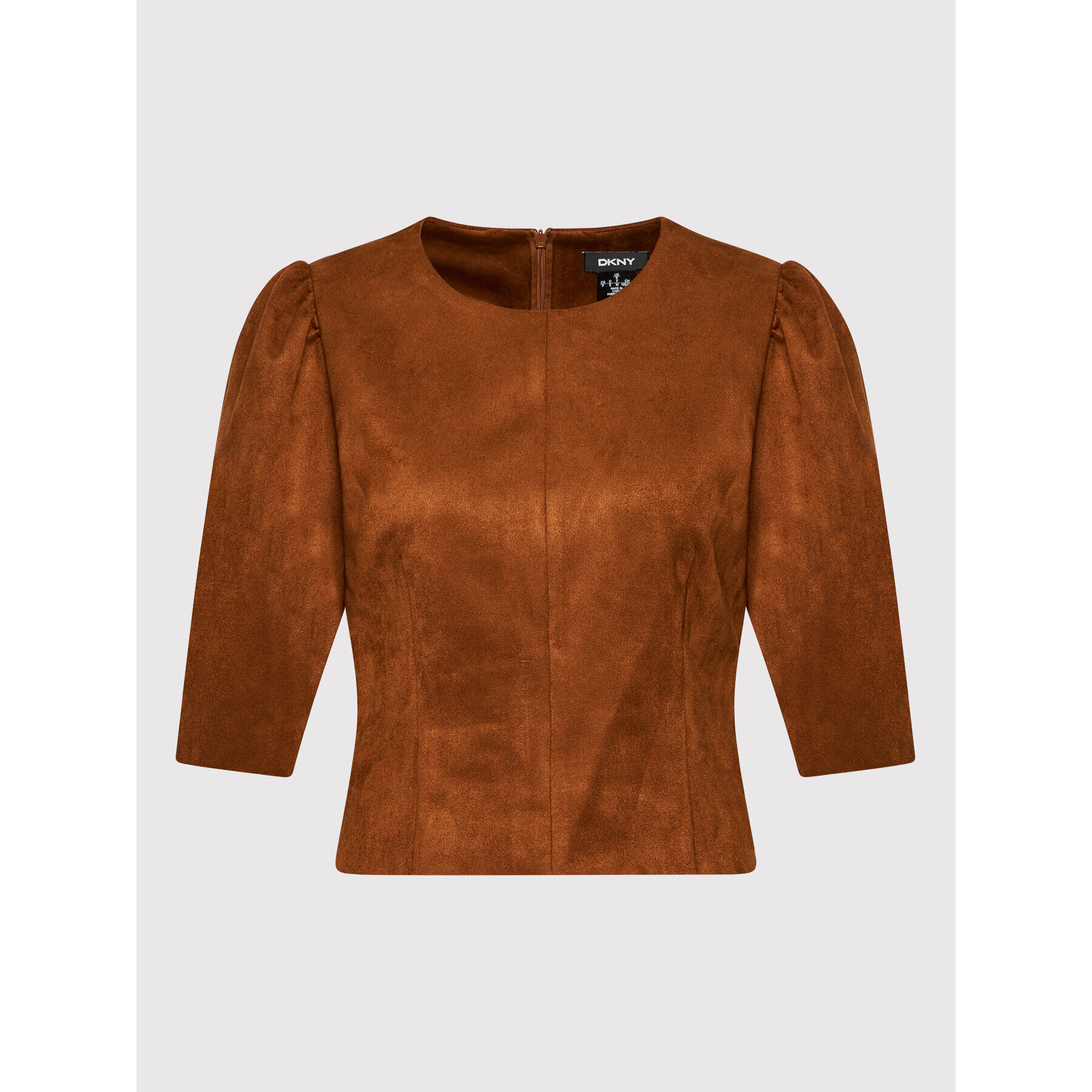 DKNY Блуза P1HA7I75 Кафяв Slim Fit - Pepit.bg
