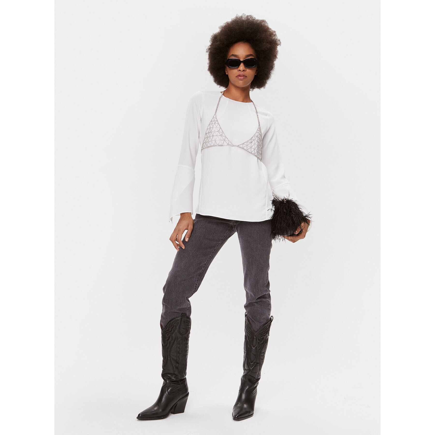DKNY Блуза UI3T2180 Екрю Regular Fit - Pepit.bg