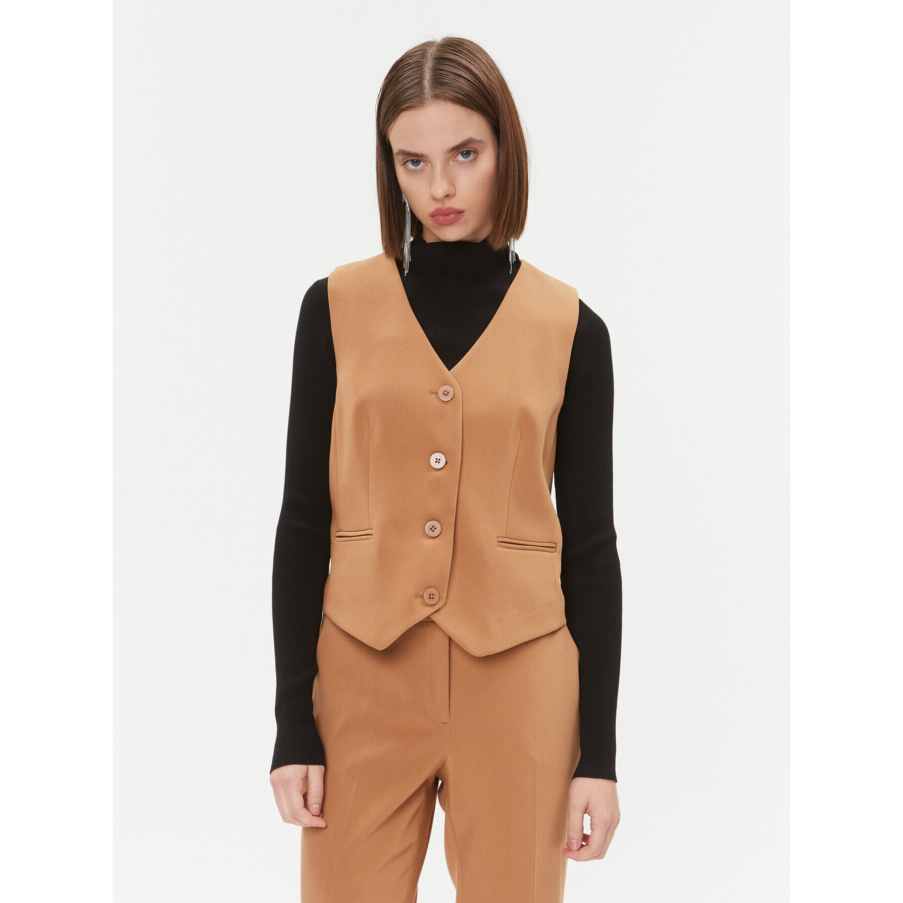 DKNY Елек UG3VX083 Кафяв Regular Fit - Pepit.bg