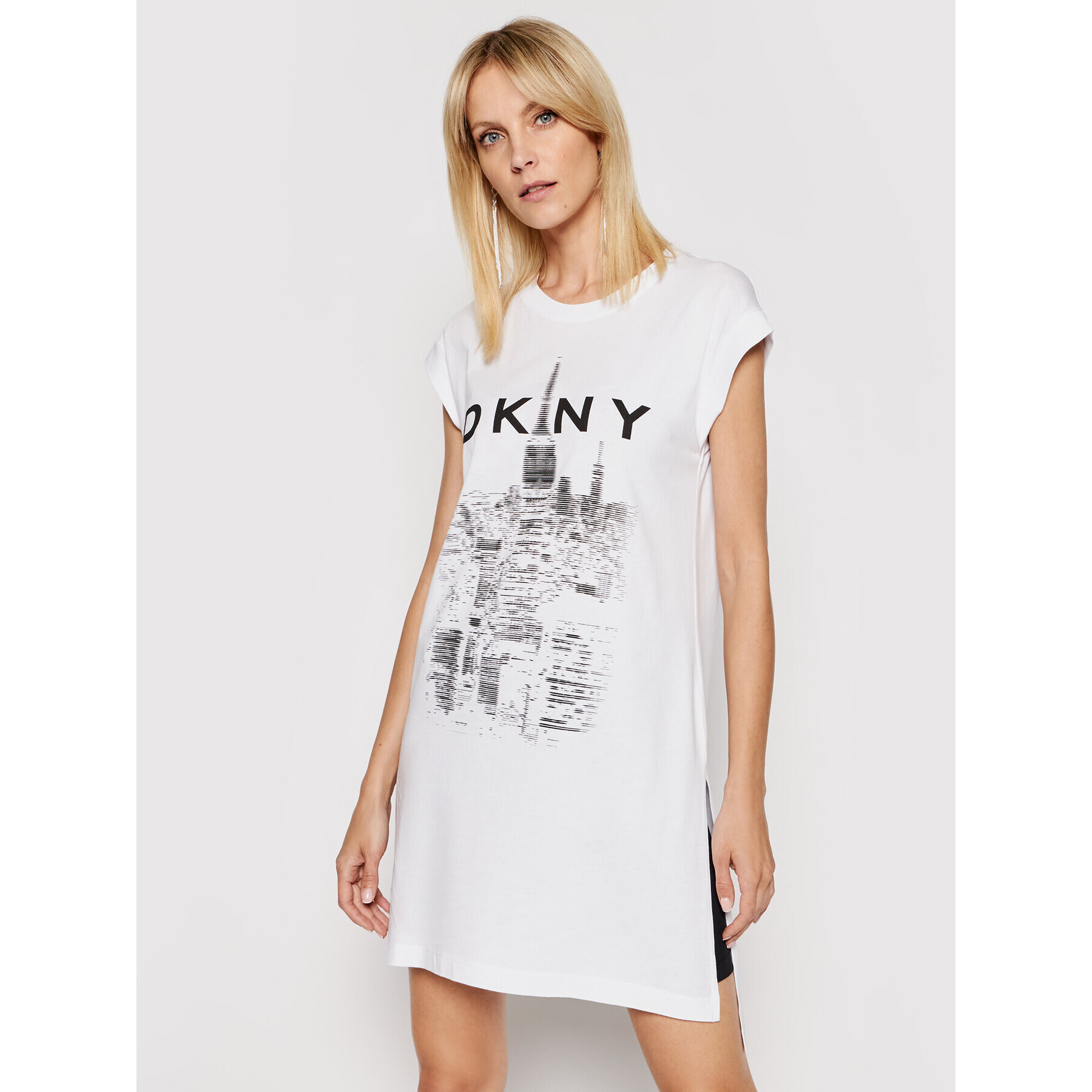 DKNY Ежедневна рокля P02HTB2M Бял Regular Fit - Pepit.bg