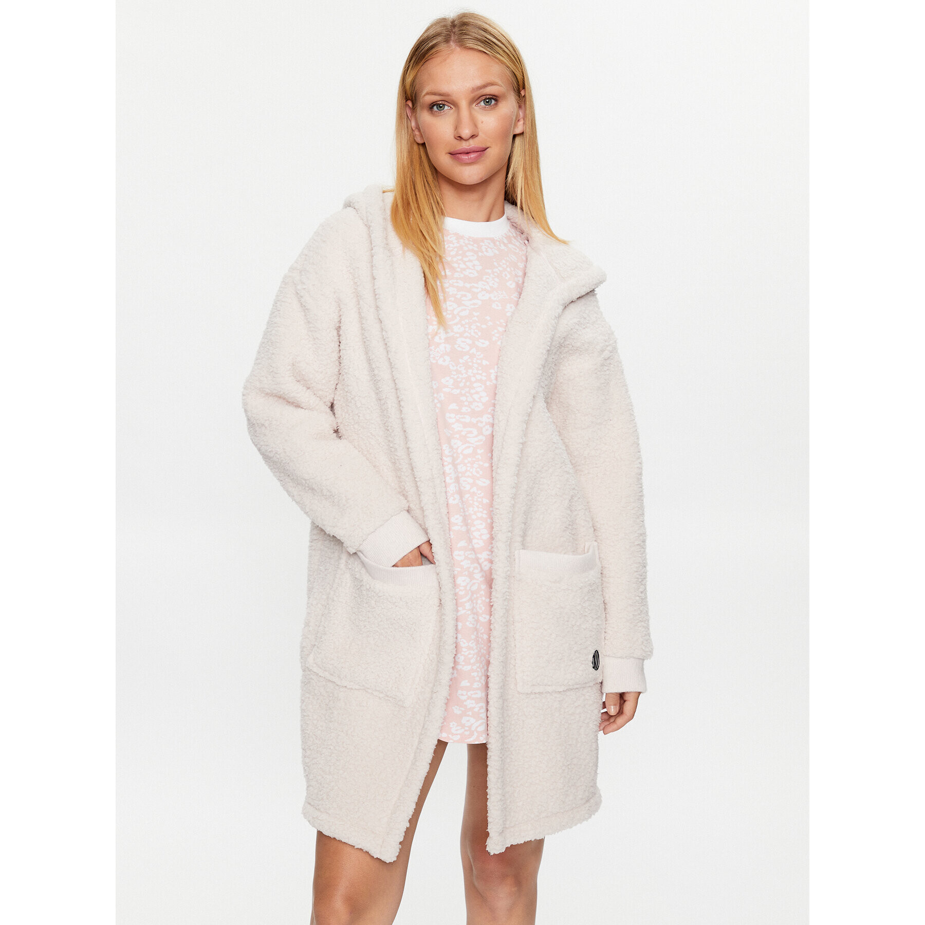 DKNY Халат YI2022599 Бежов Relaxed Fit - Pepit.bg