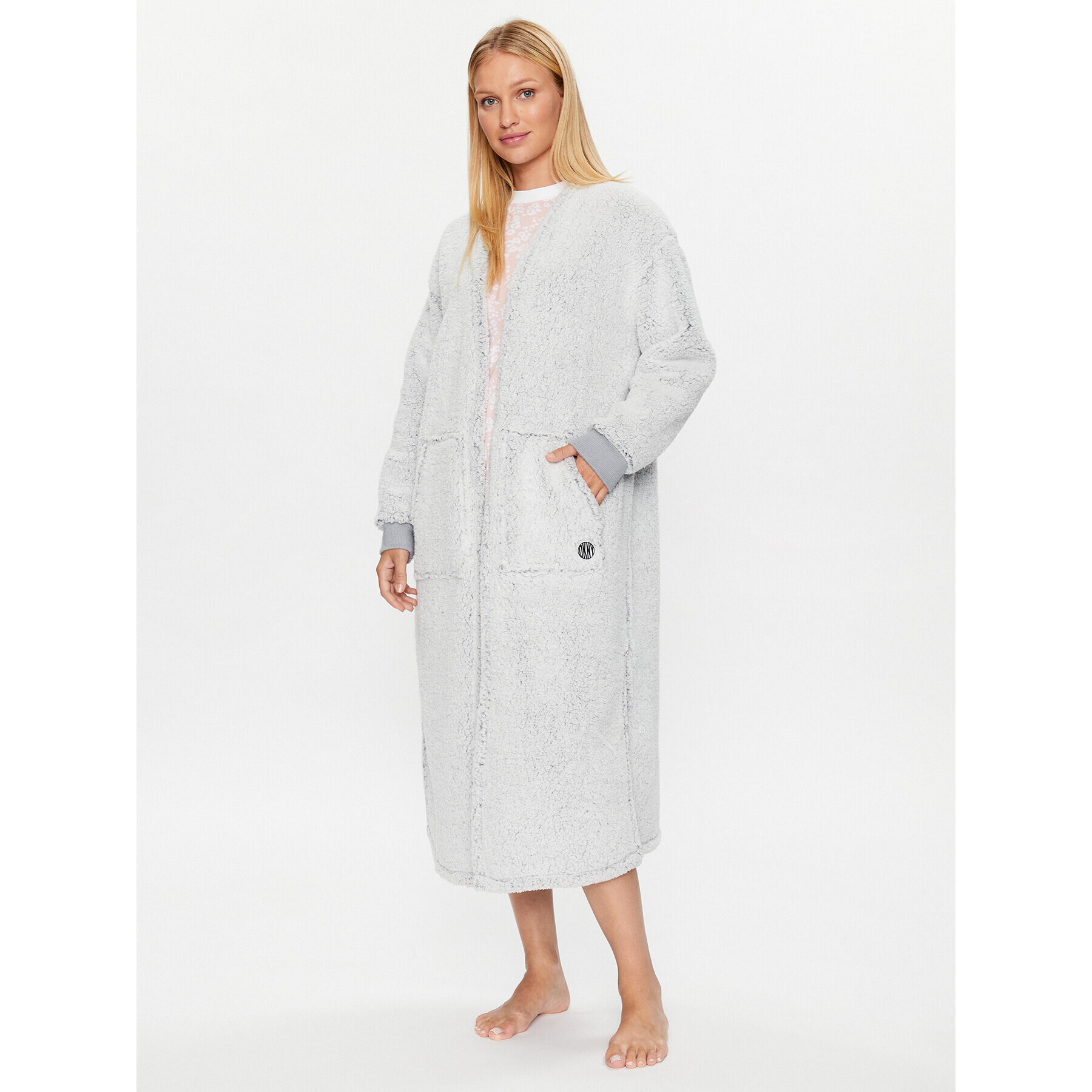 DKNY Халат YI2222599 Сив Regular Fit - Pepit.bg