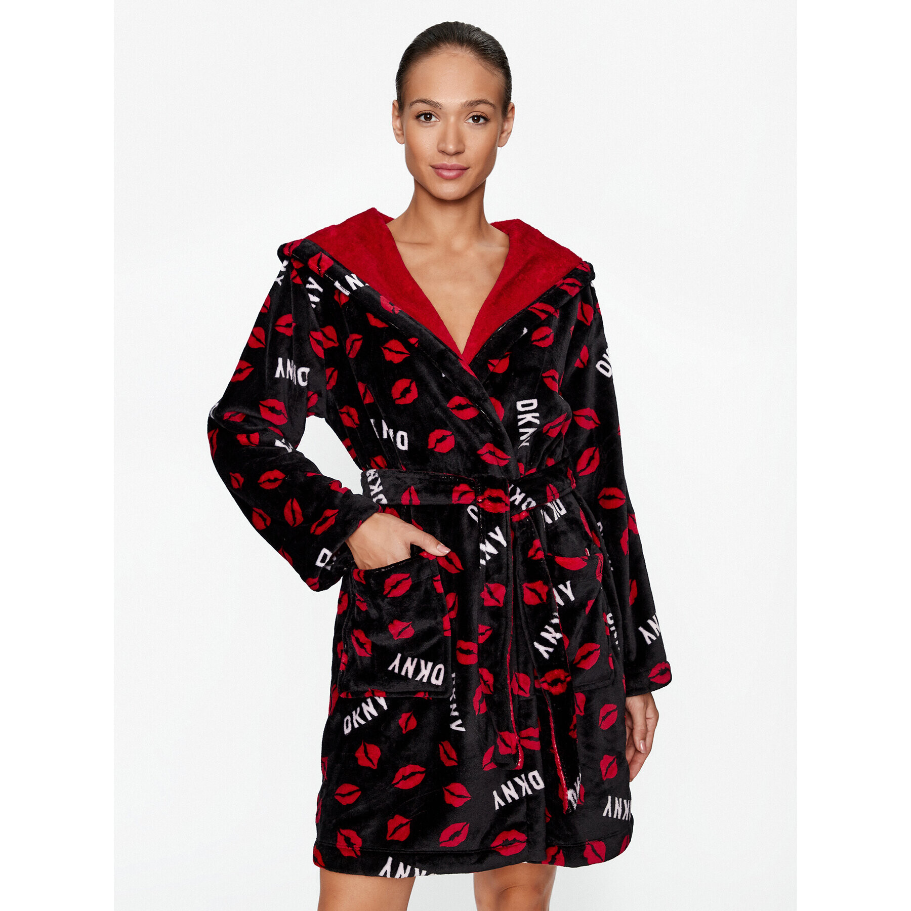 DKNY Халат YI2322688 Черен Regular Fit - Pepit.bg
