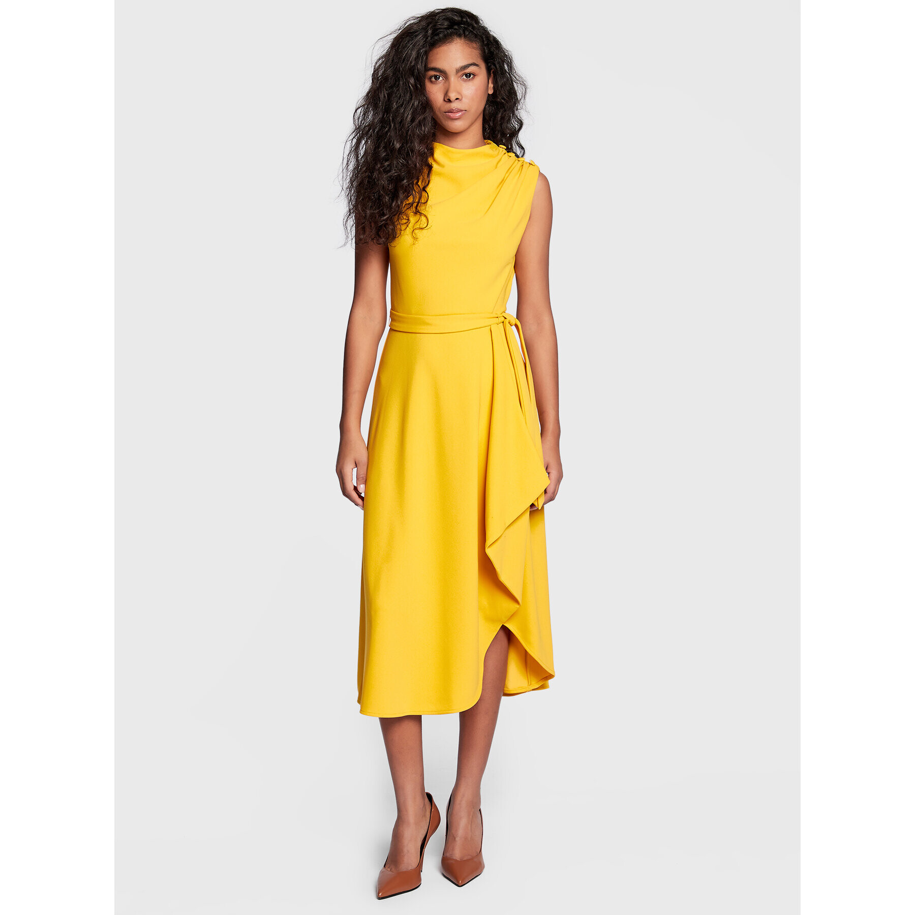 DKNY Коктейлна рокля DD2G1156 Жълт Regular Fit - Pepit.bg