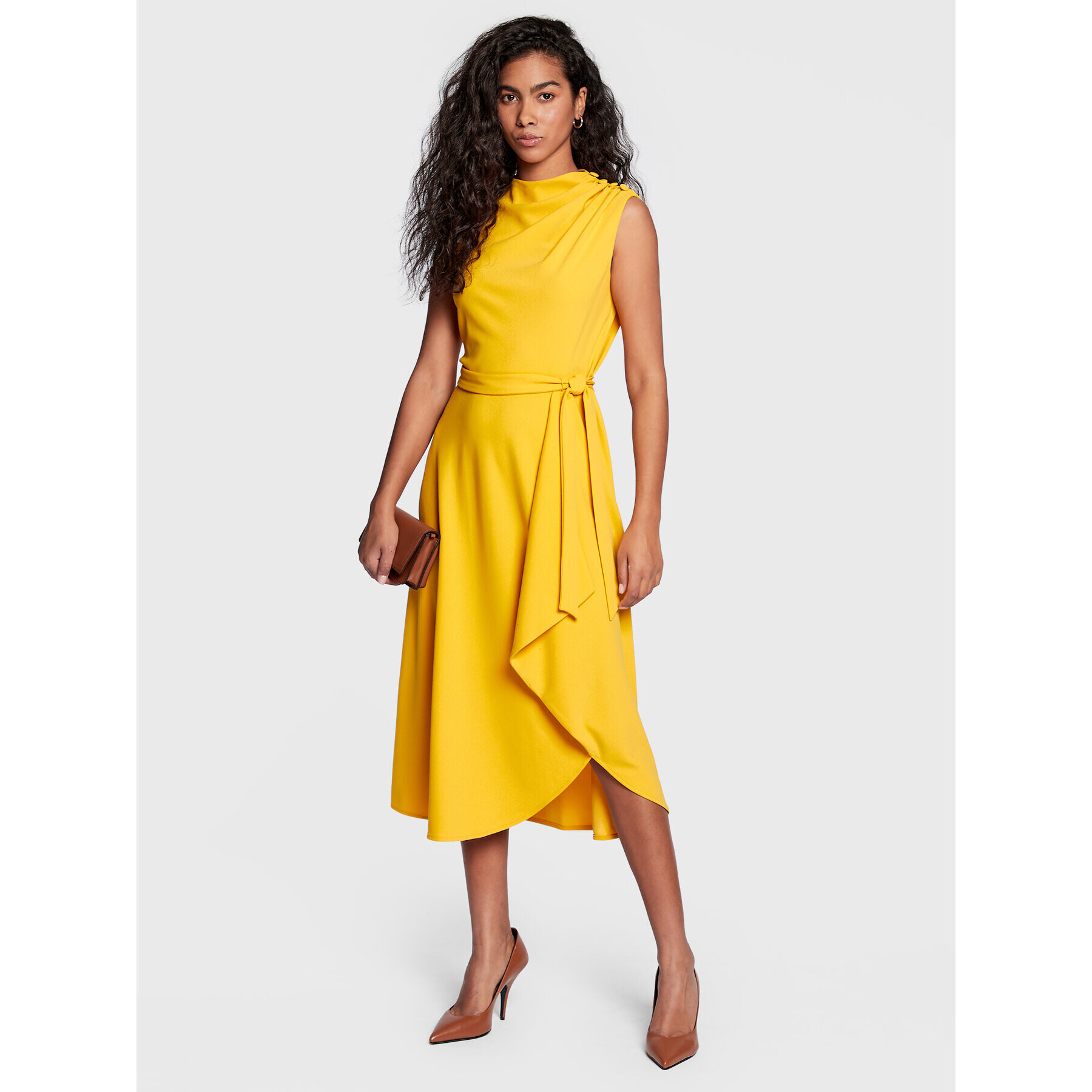 DKNY Коктейлна рокля DD2G1156 Жълт Regular Fit - Pepit.bg