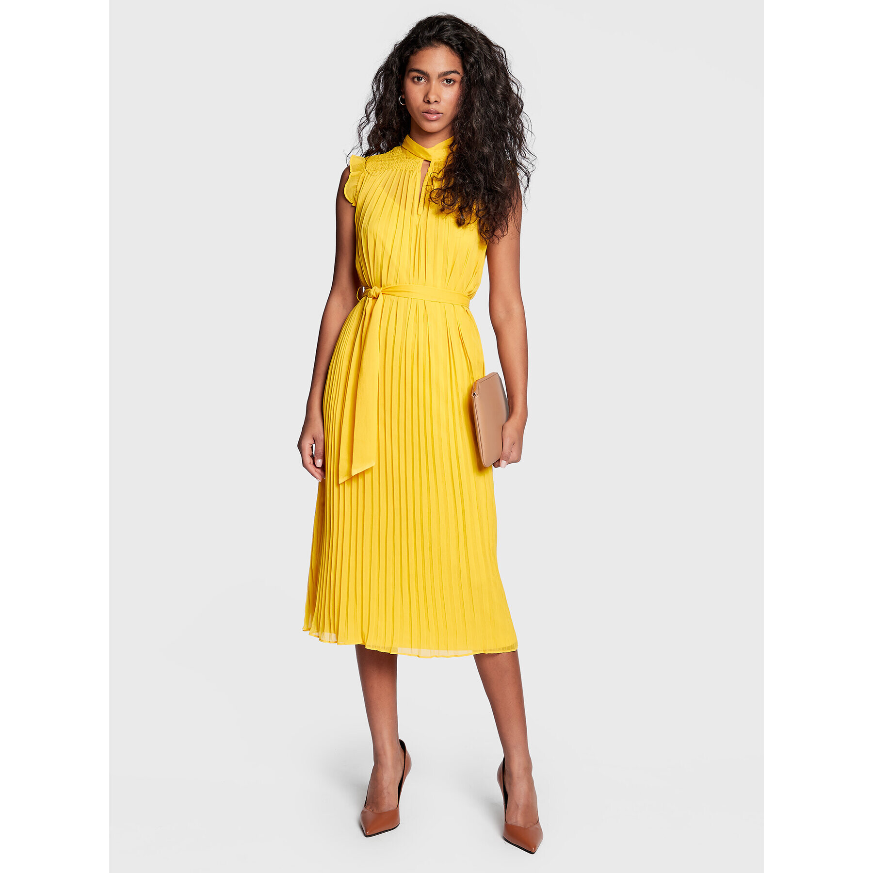 DKNY Коктейлна рокля DD2GI937 Жълт Regular Fit - Pepit.bg