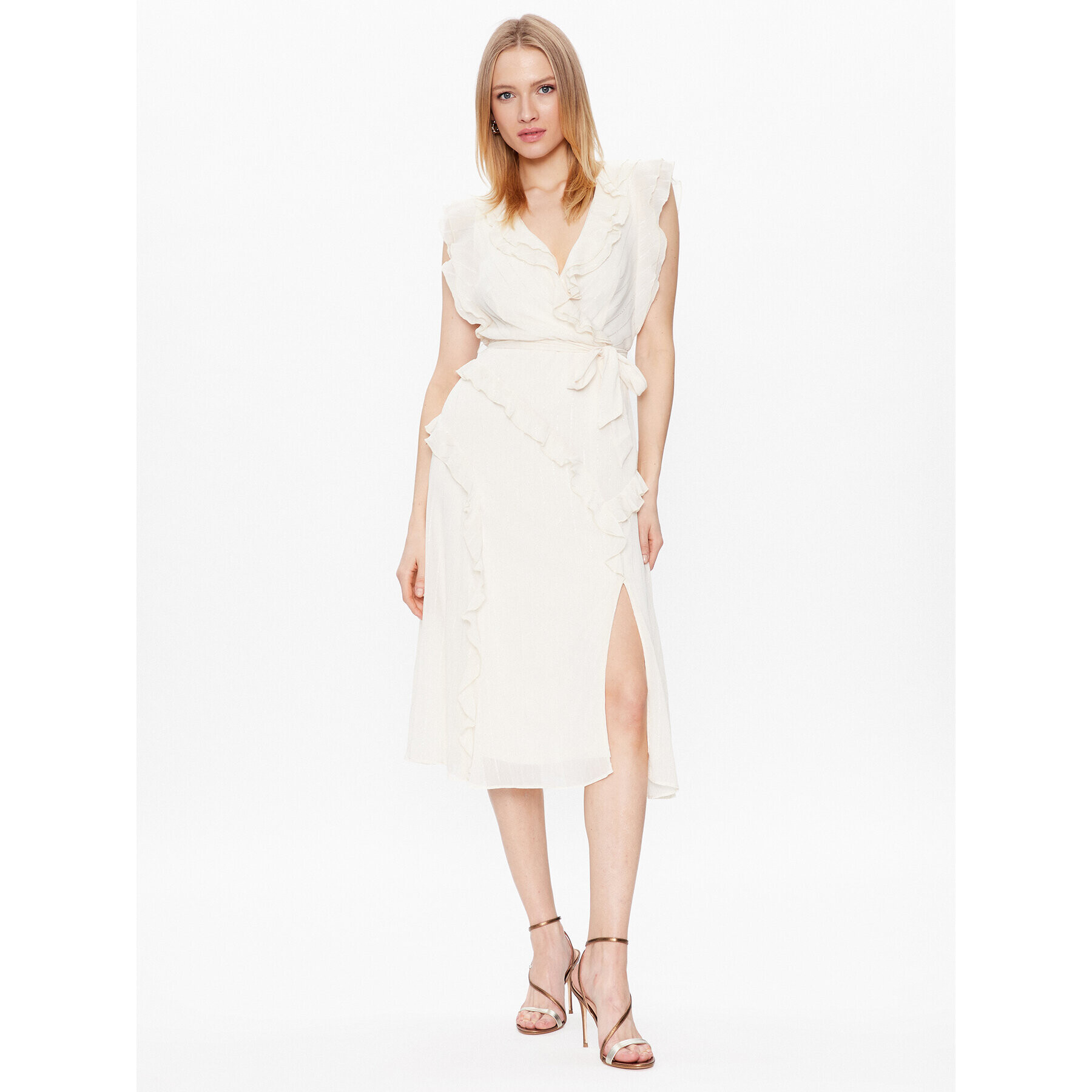 DKNY Коктейлна рокля DD2JD393 Екрю Regular Fit - Pepit.bg