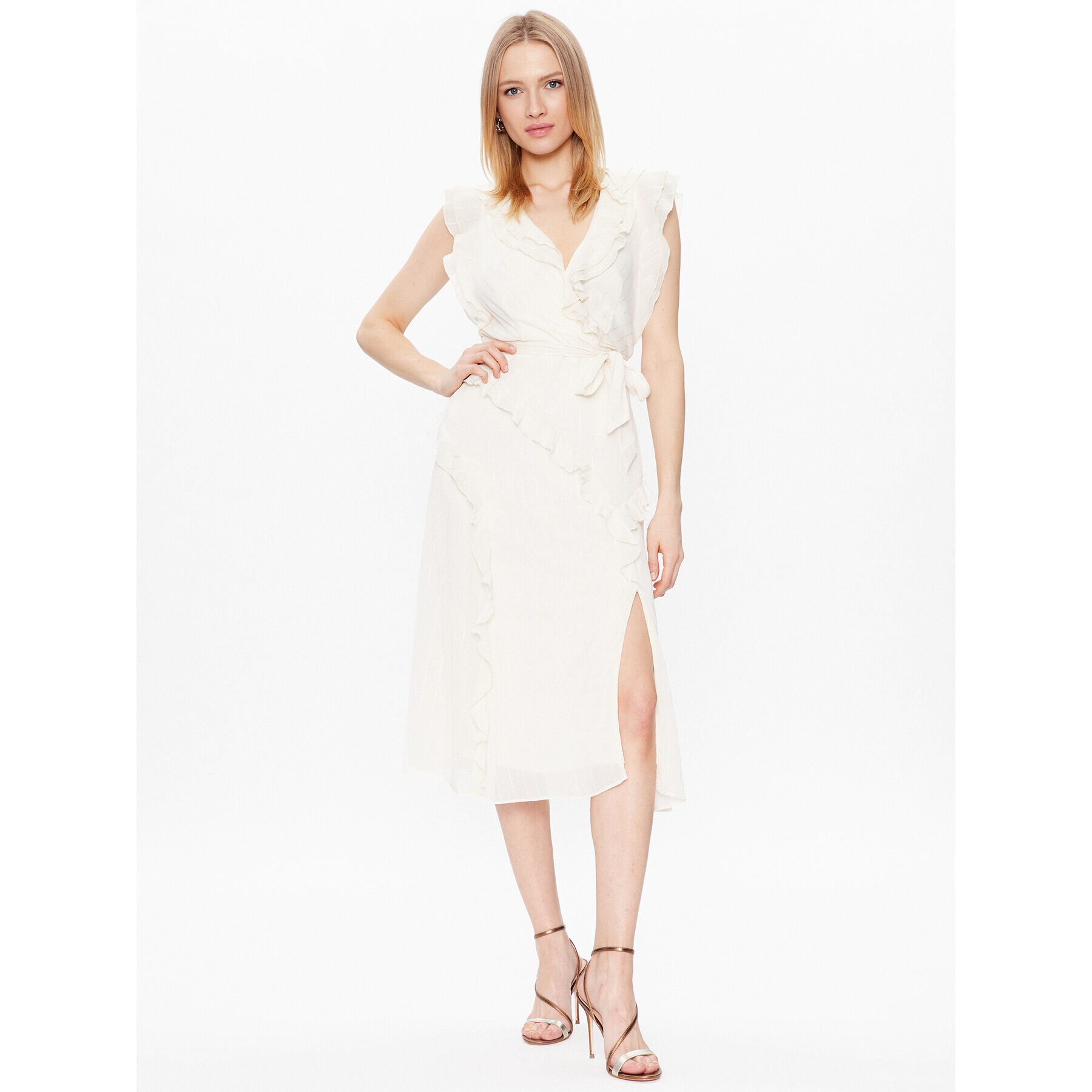 DKNY Коктейлна рокля DD2JD393 Екрю Regular Fit - Pepit.bg