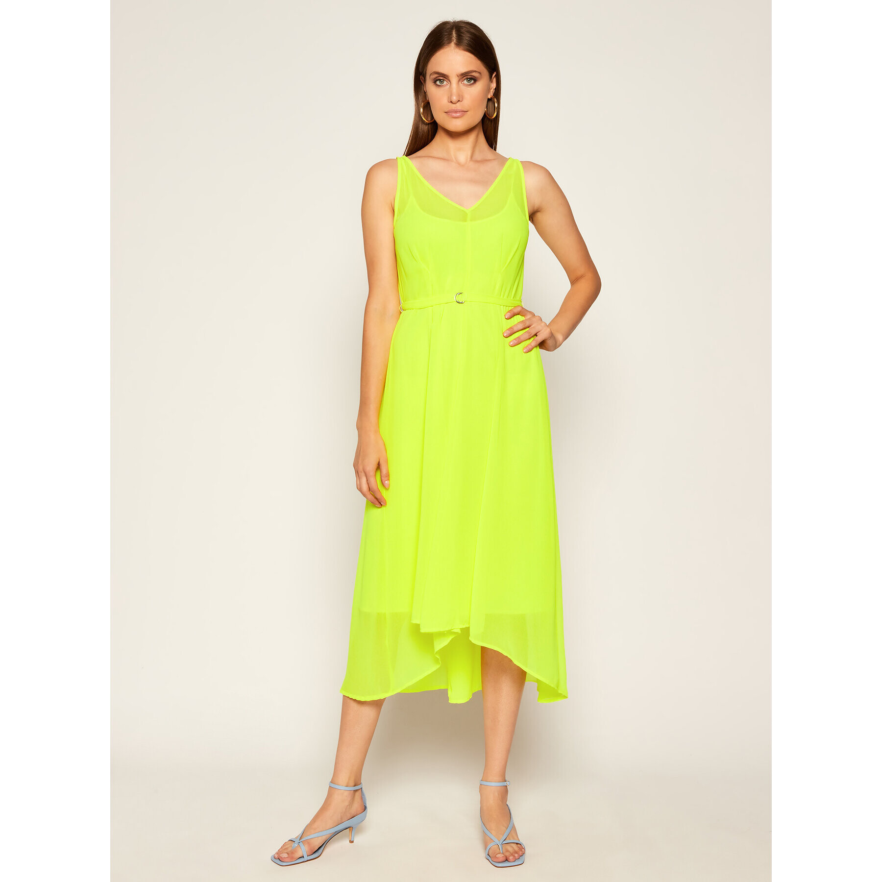 DKNY Коктейлна рокля P0CAGESL Жълт Regular Fit - Pepit.bg