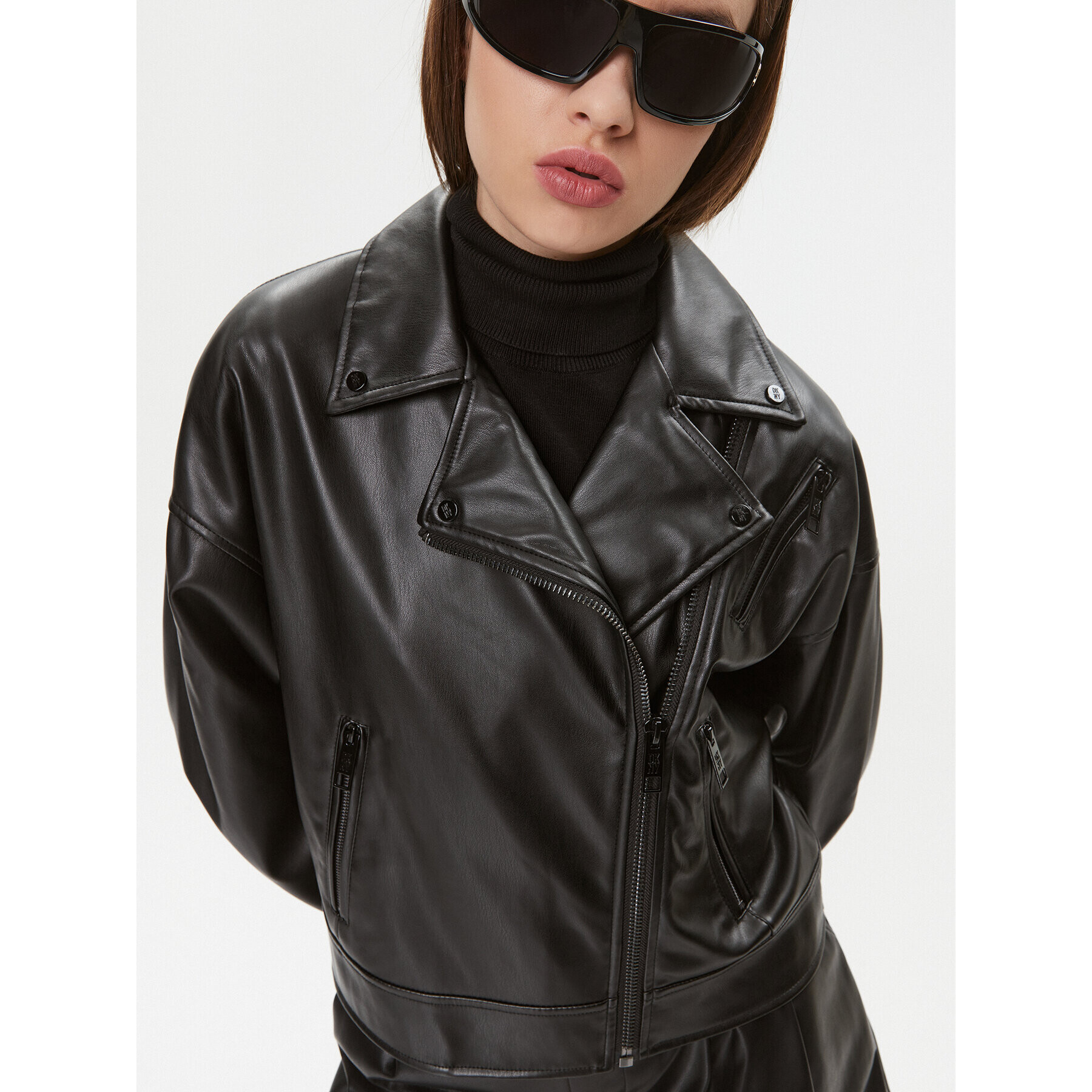 DKNY Кожено яке P3GCTQ52 Черен Regular Fit - Pepit.bg