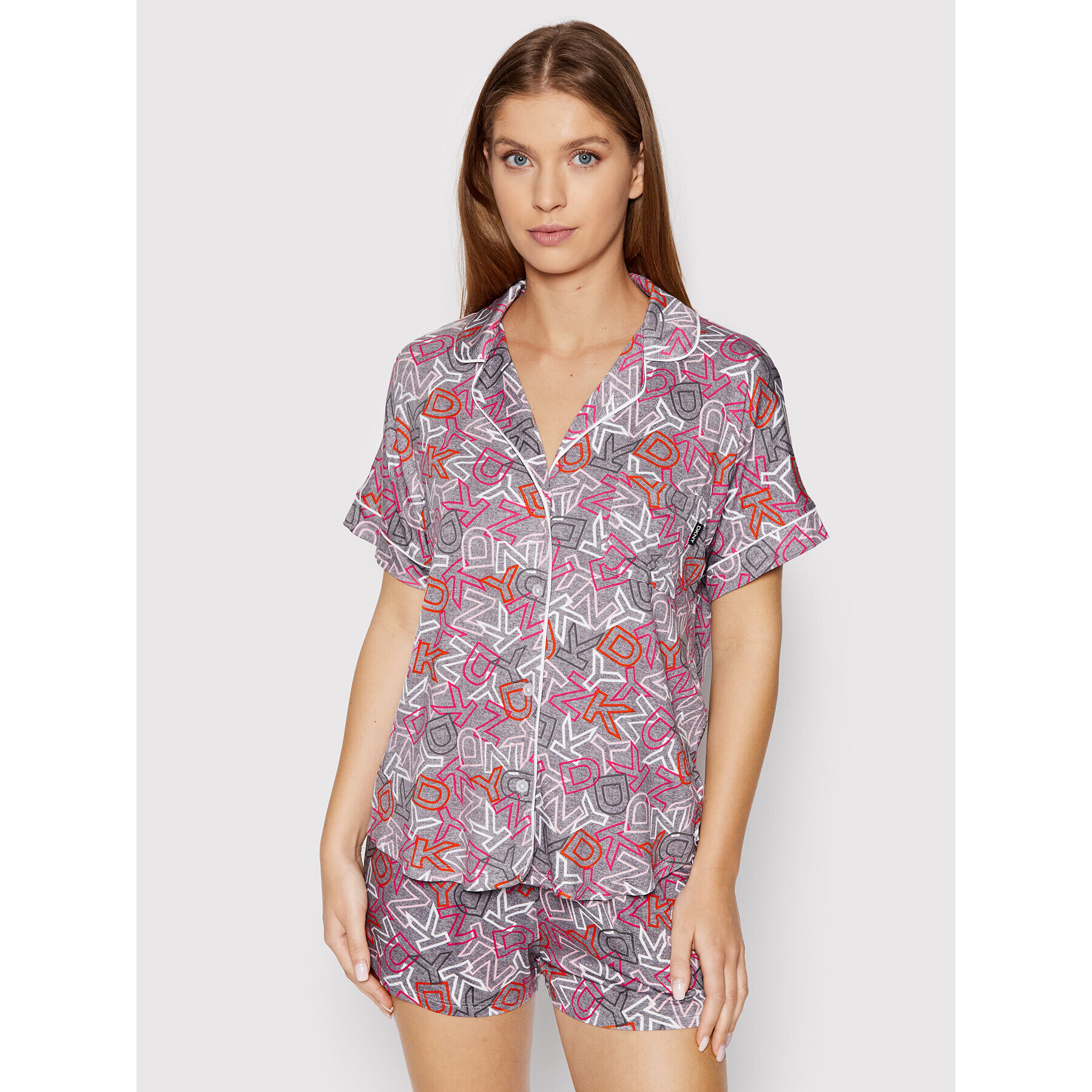 DKNY Пижама YI2822537 Сив Regular Fit - Pepit.bg