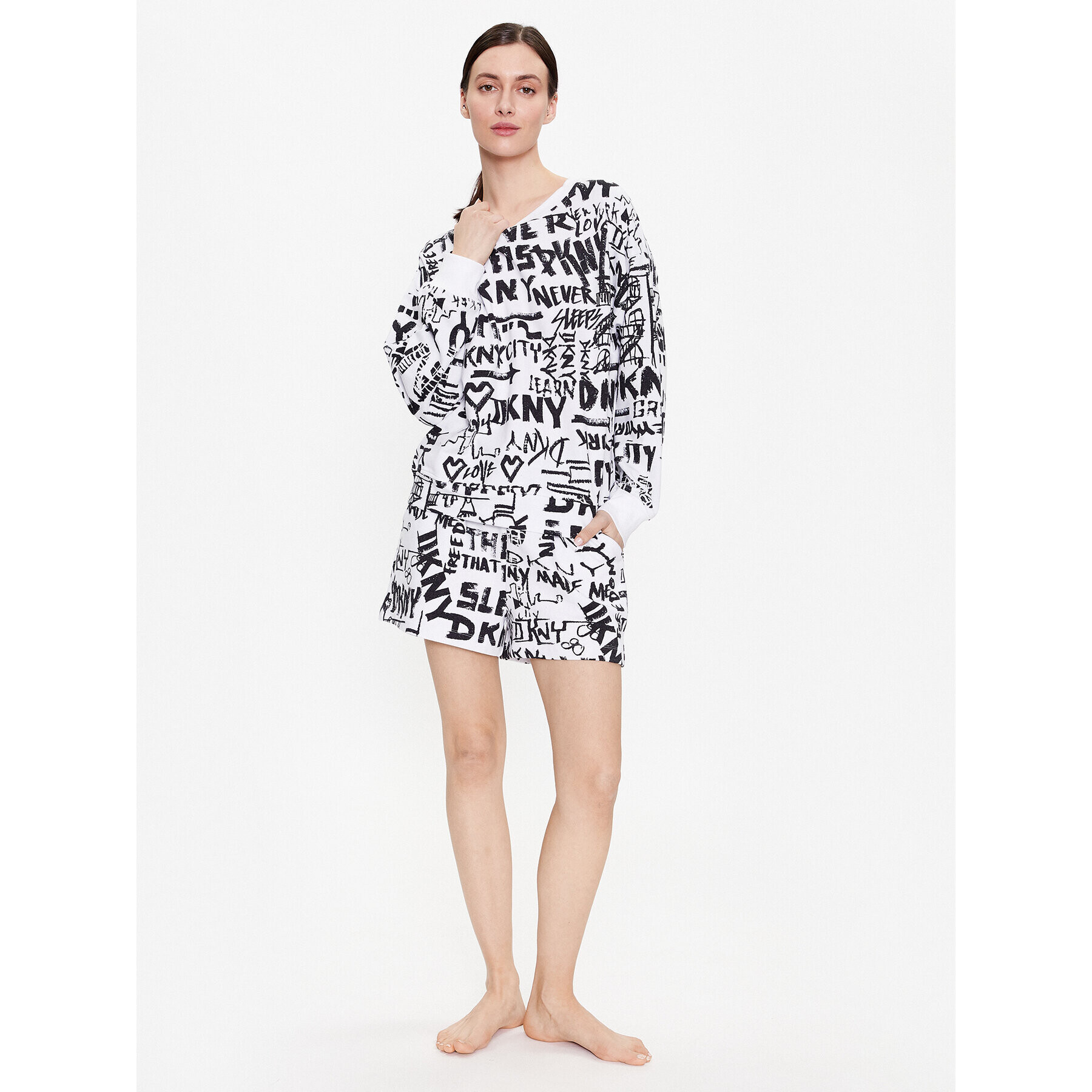 DKNY Пижамени шорти YI3522629 Бял Regular Fit - Pepit.bg