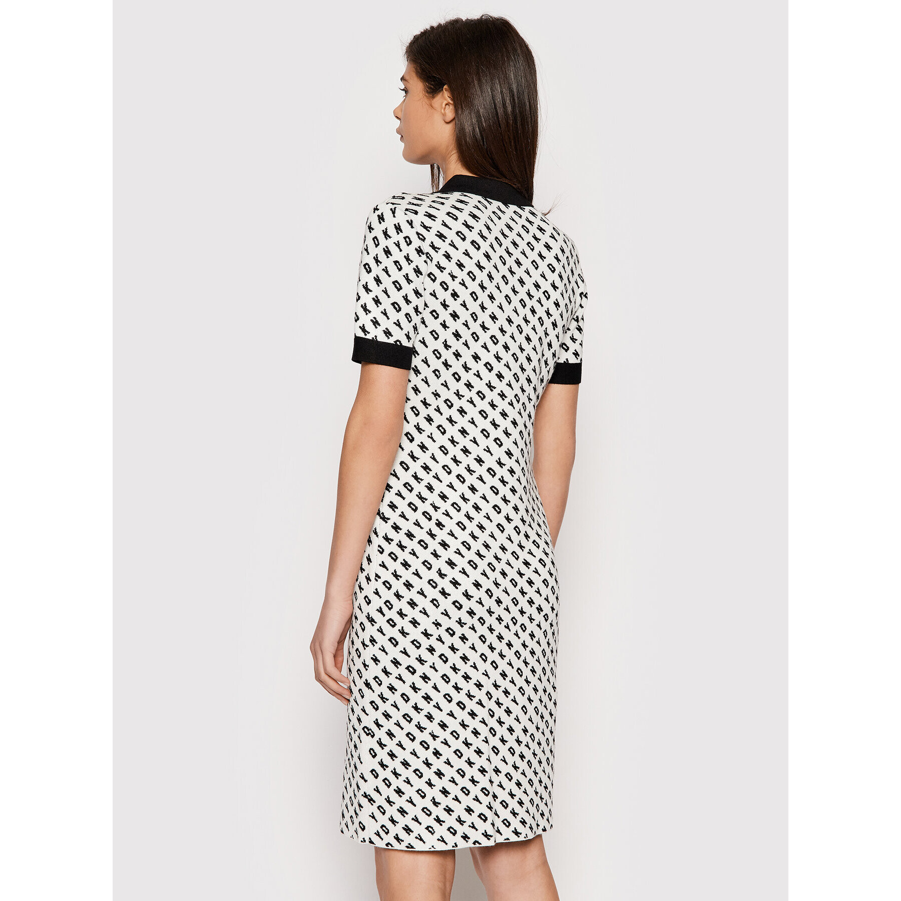 DKNY Плетена рокля DD1JD577 Бял Slim Fit - Pepit.bg