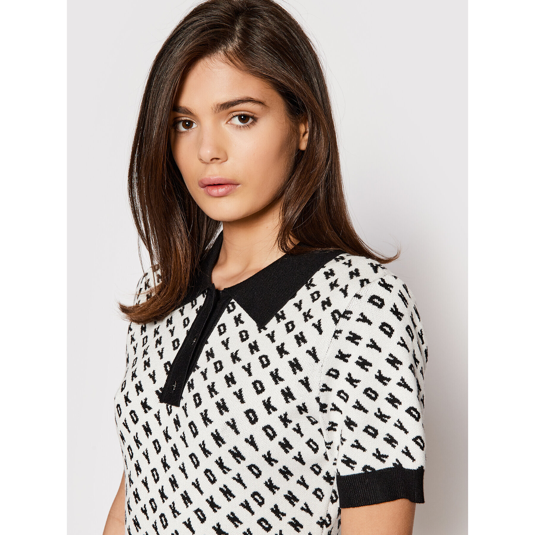 DKNY Плетена рокля DD1JD577 Бял Slim Fit - Pepit.bg