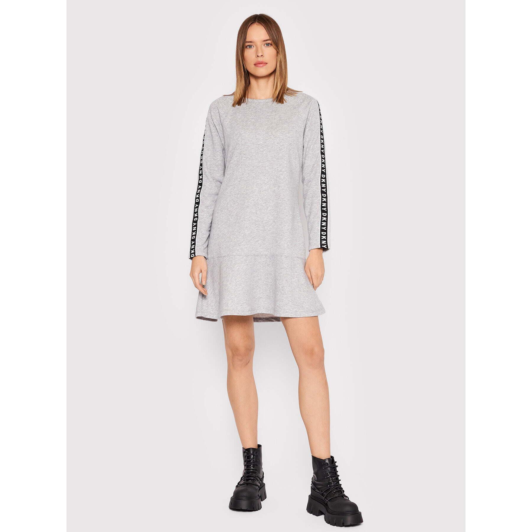 DKNY Плетена рокля DD1GD244 Сив Relaxed Fit - Pepit.bg