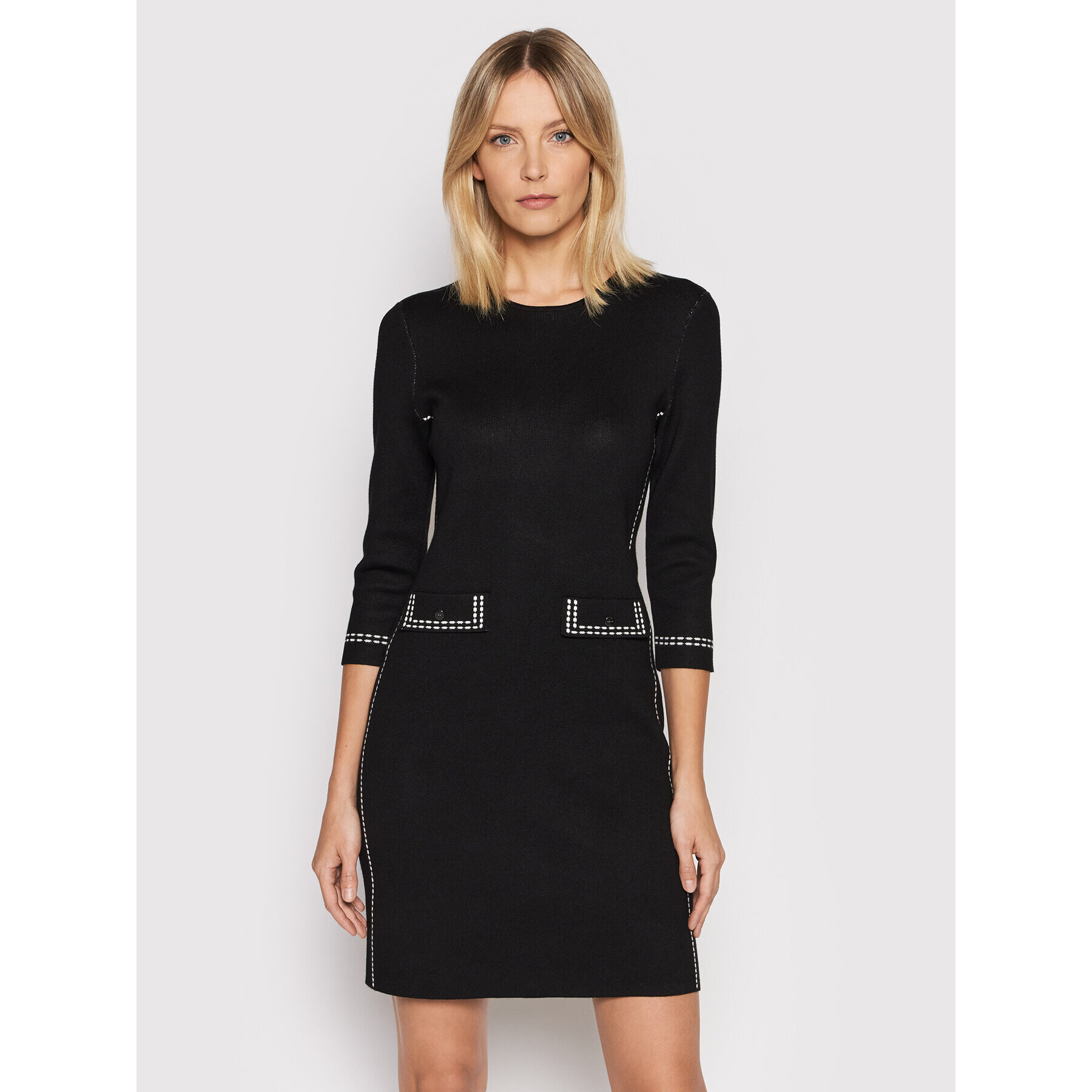 DKNY Плетена рокля DD1HN908 Черен Slim Fit - Pepit.bg