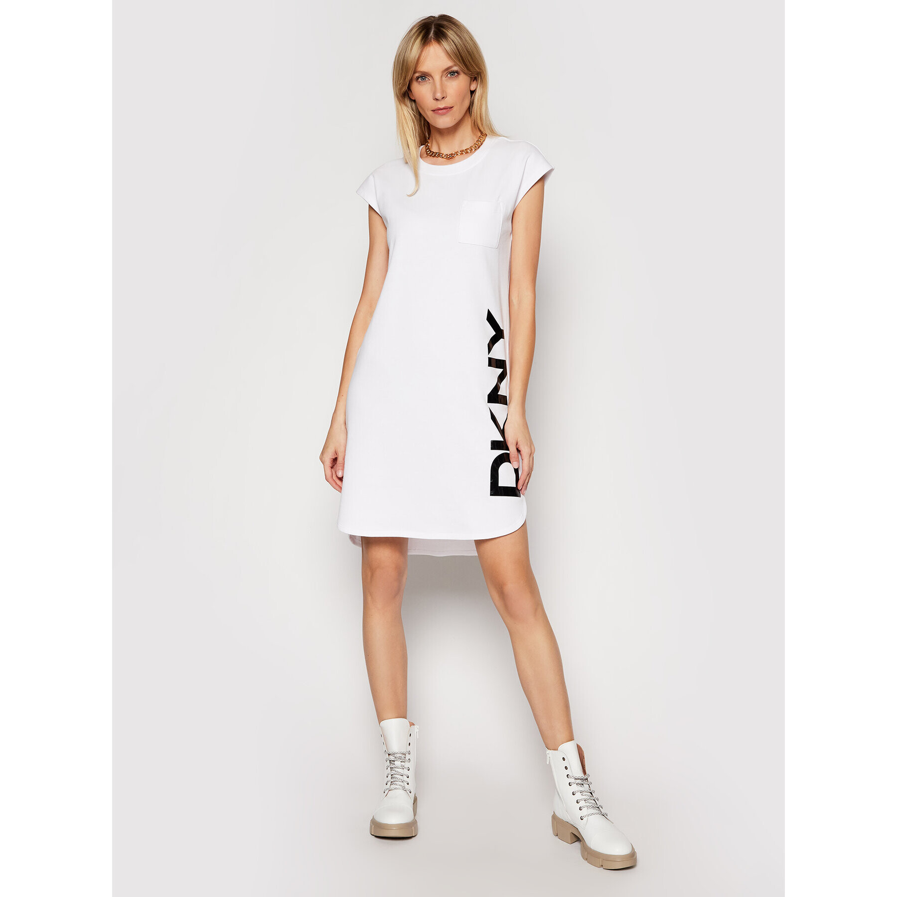 DKNY Плетена рокля P0RD1B2J Бял Regular Fit - Pepit.bg