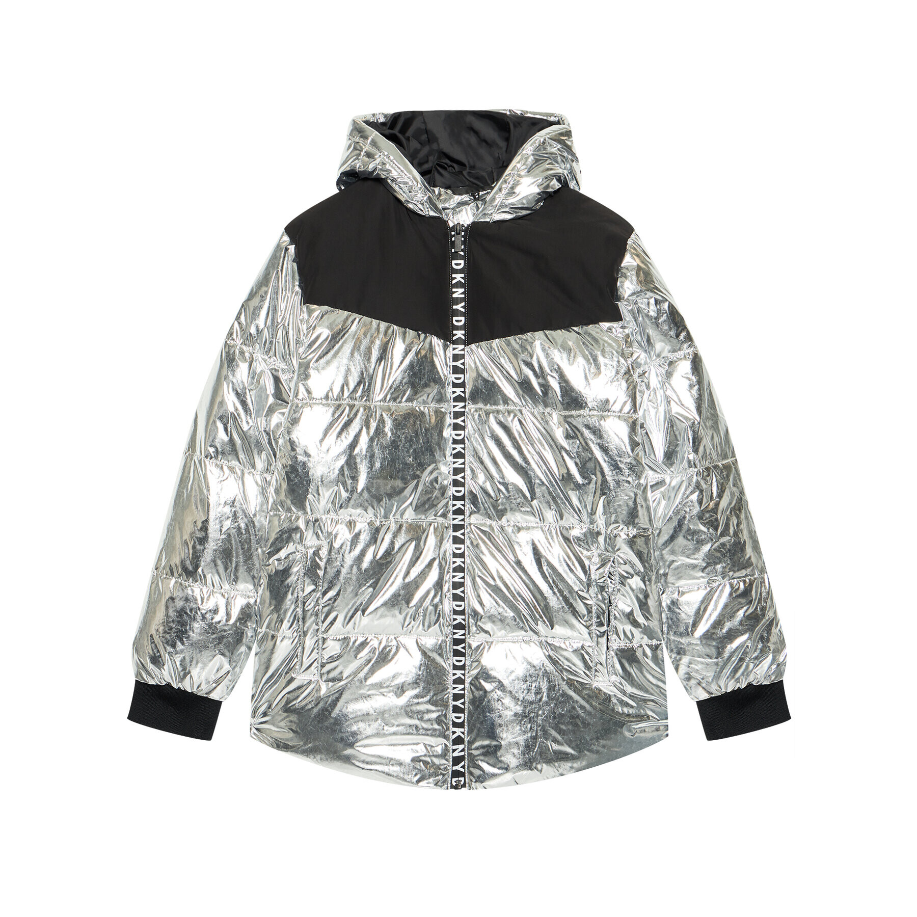 DKNY Пухено яке D36643 M Сребрист Regular Fit - Pepit.bg