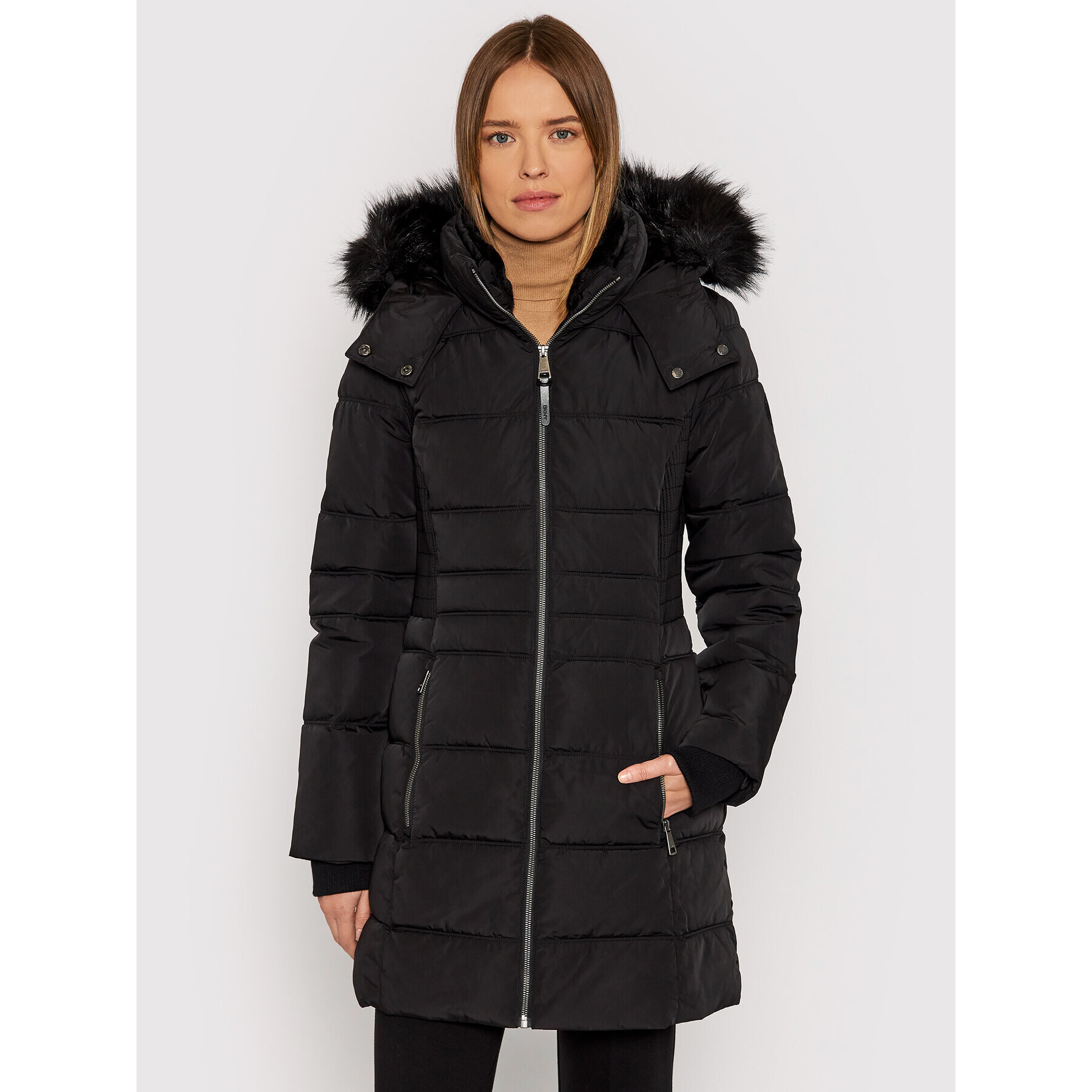 DKNY Пухено яке DL1MP587 Черен Regular Fit - Pepit.bg