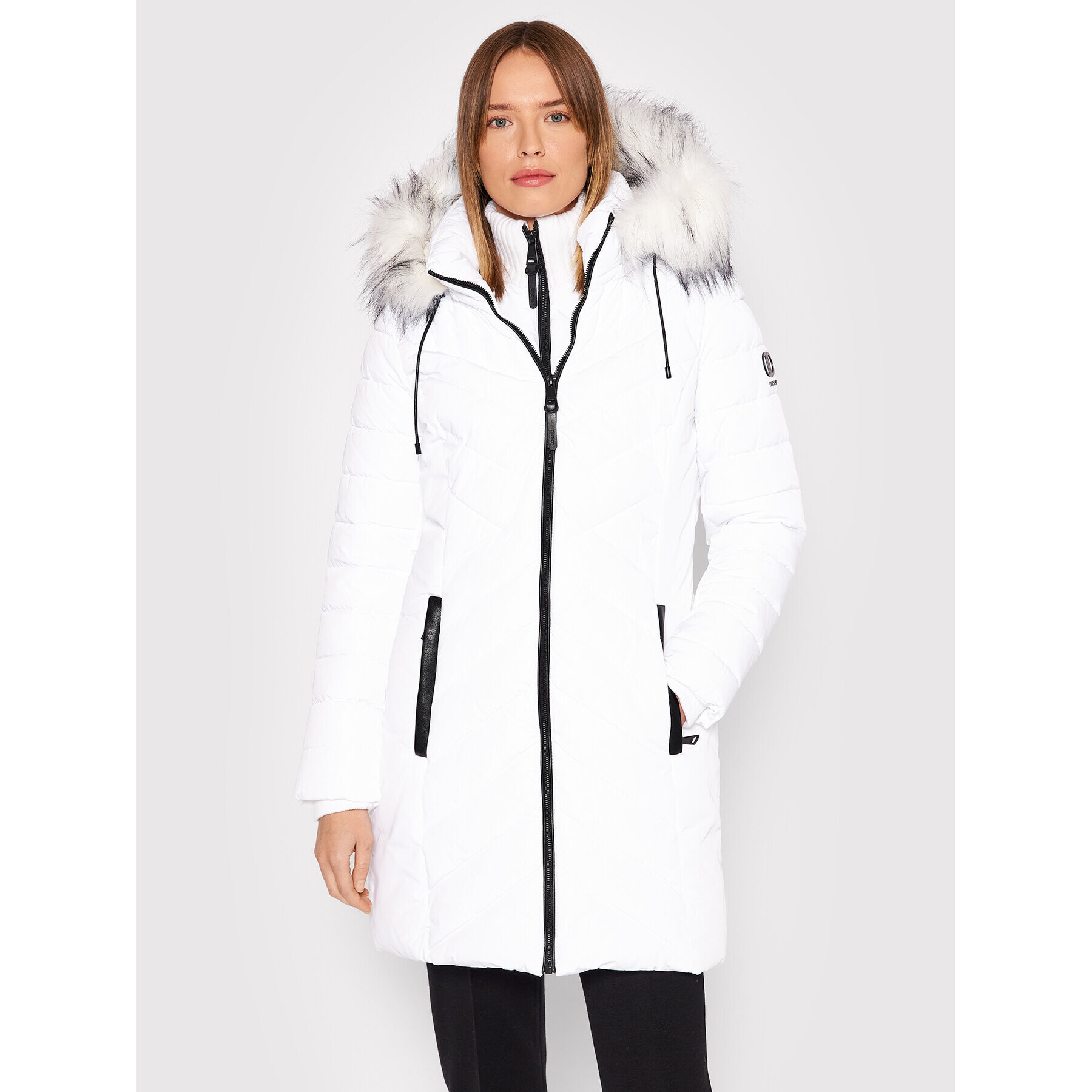 DKNY Пухено яке DL1MPE70 Бял Regular Fit - Pepit.bg