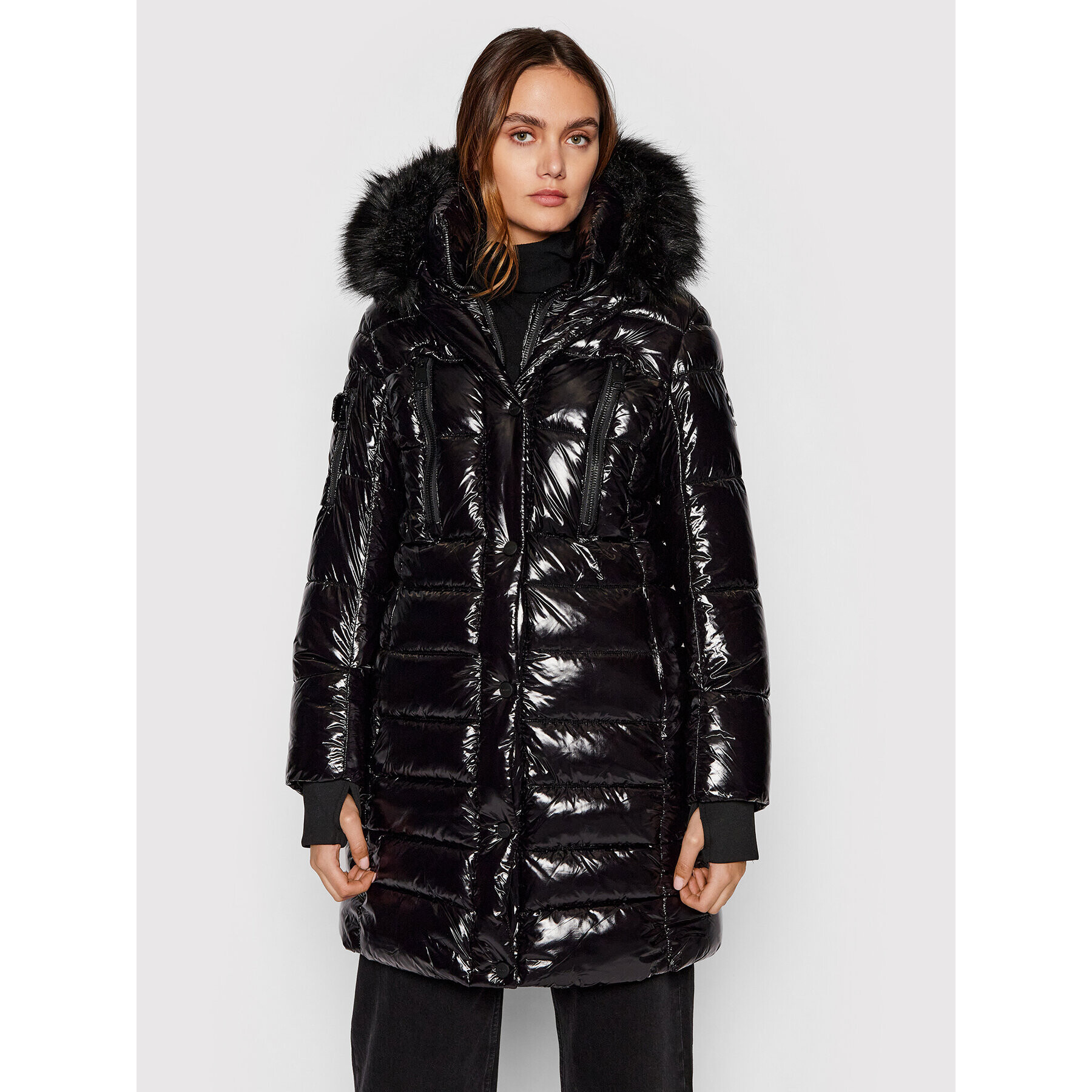 DKNY Пухено яке DL1MPF94 Черен Regular Fit - Pepit.bg