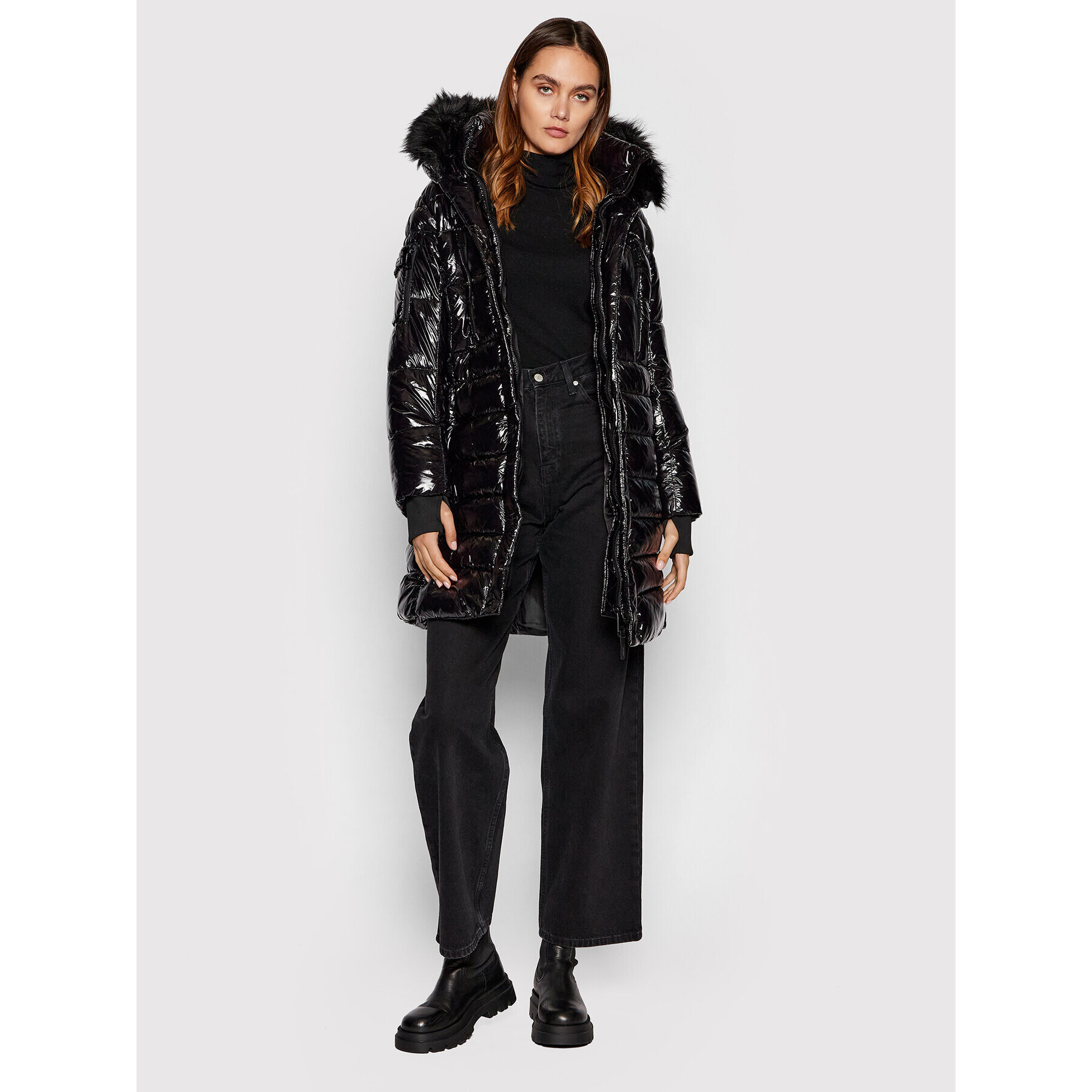 DKNY Пухено яке DL1MPF94 Черен Regular Fit - Pepit.bg