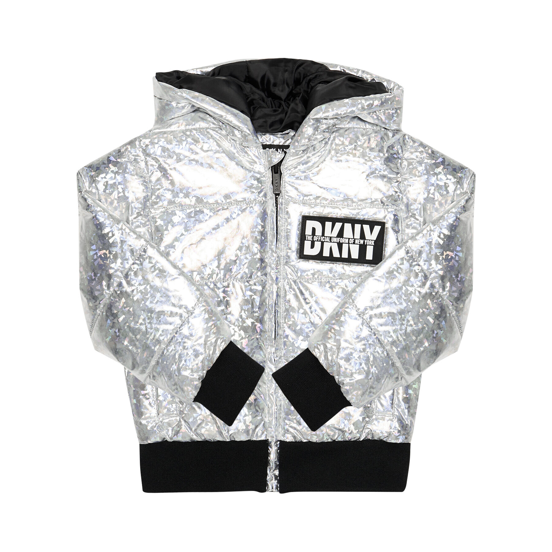 DKNY Пухено яке D36626 S Сребрист Regular Fit - Pepit.bg