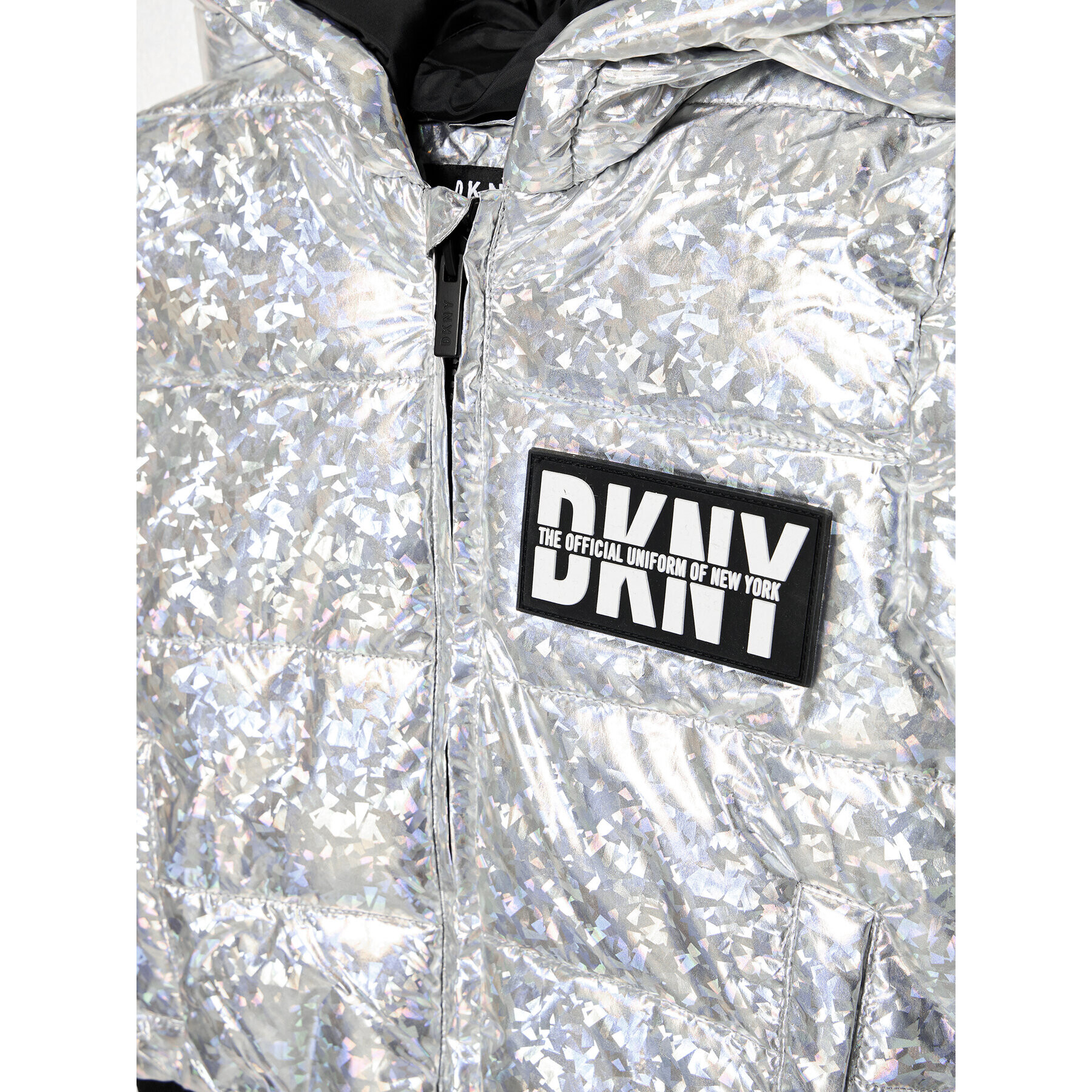 DKNY Пухено яке D36626 S Сребрист Regular Fit - Pepit.bg