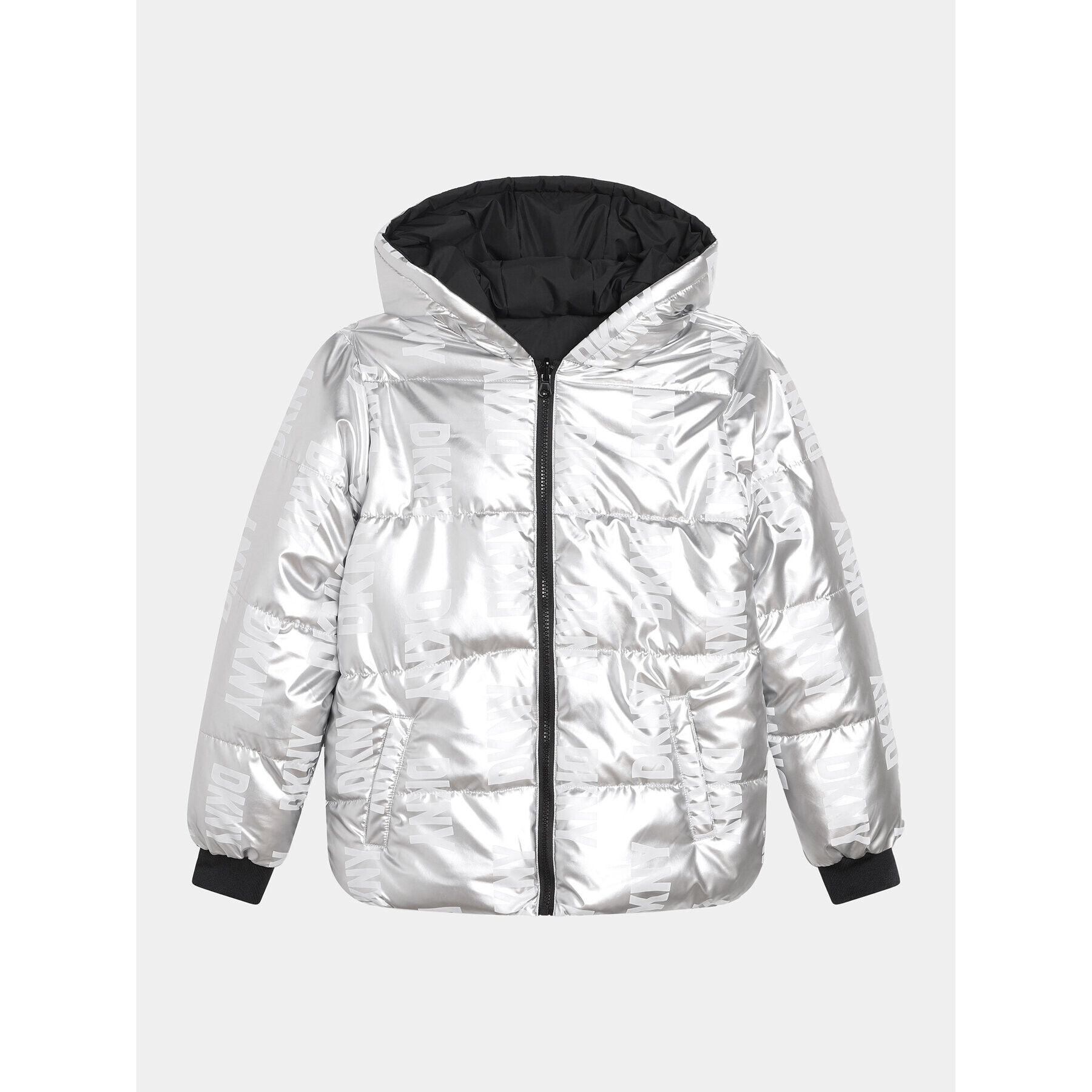 DKNY Пухено яке D36684 D Сребрист Regular Fit - Pepit.bg